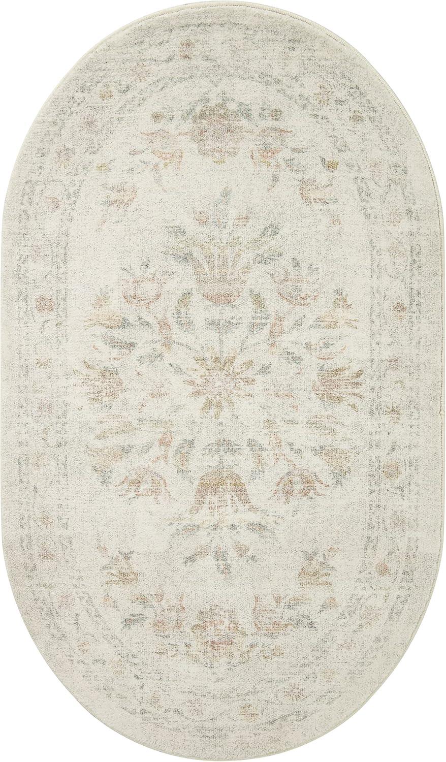 Yellow and Multicolor Floral Synthetic 2' x 5' Accent Rug