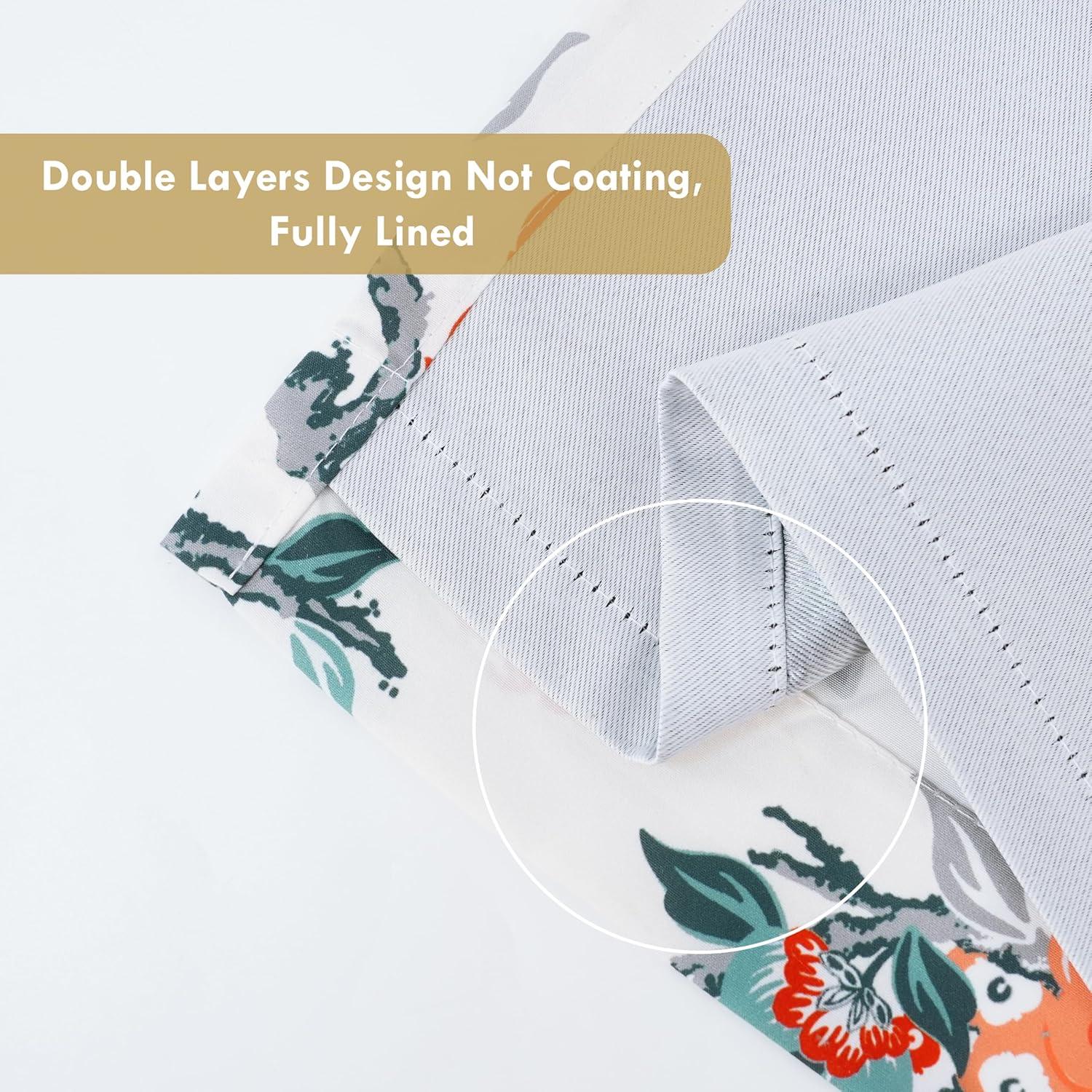 DriftAway Ada Floral Lined Thermal Insulated Room Darkening Blackout Grommet Window Curtains, 2 Panels, 52" x 72", Ivory Orange Teal