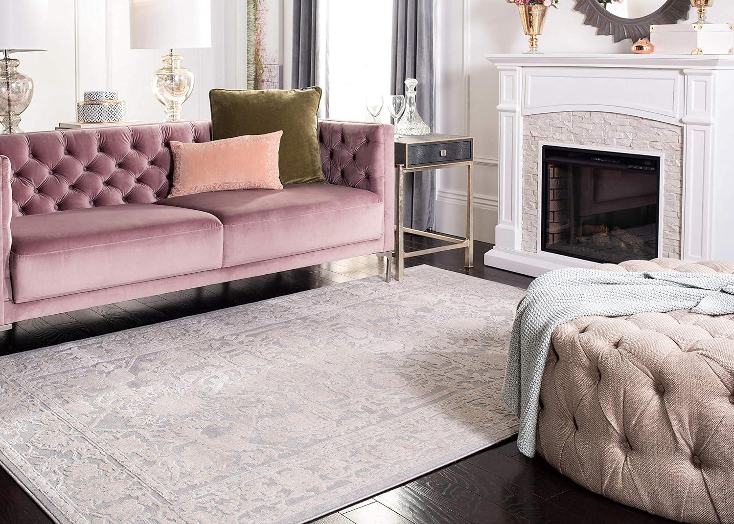Reflection RFT665 Power Loomed Indoor Area Rug - Light Grey/Cream - 6'7"x6'7" - Safavieh.