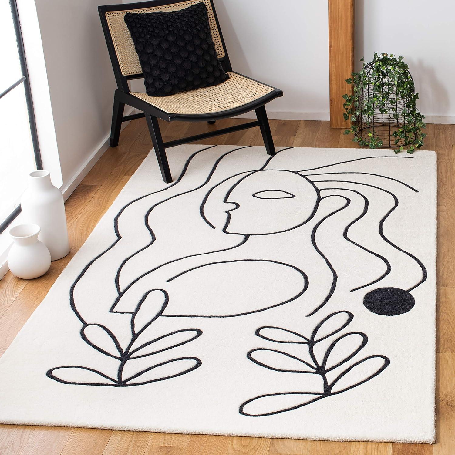 SAFAVIEH Fifth Avenue Dawson Abstract Area Rug, Ivory/Black, 4' x 6'