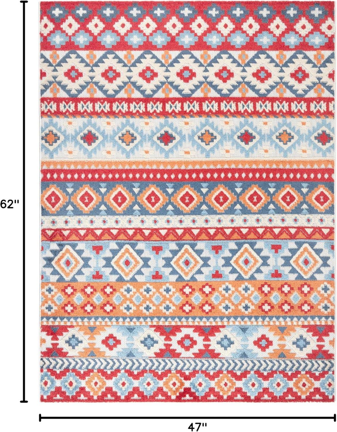 TOWN & COUNTRY EVERYDAY Dahlia Southwestern Stripe Outdoor Rug Red/Multi