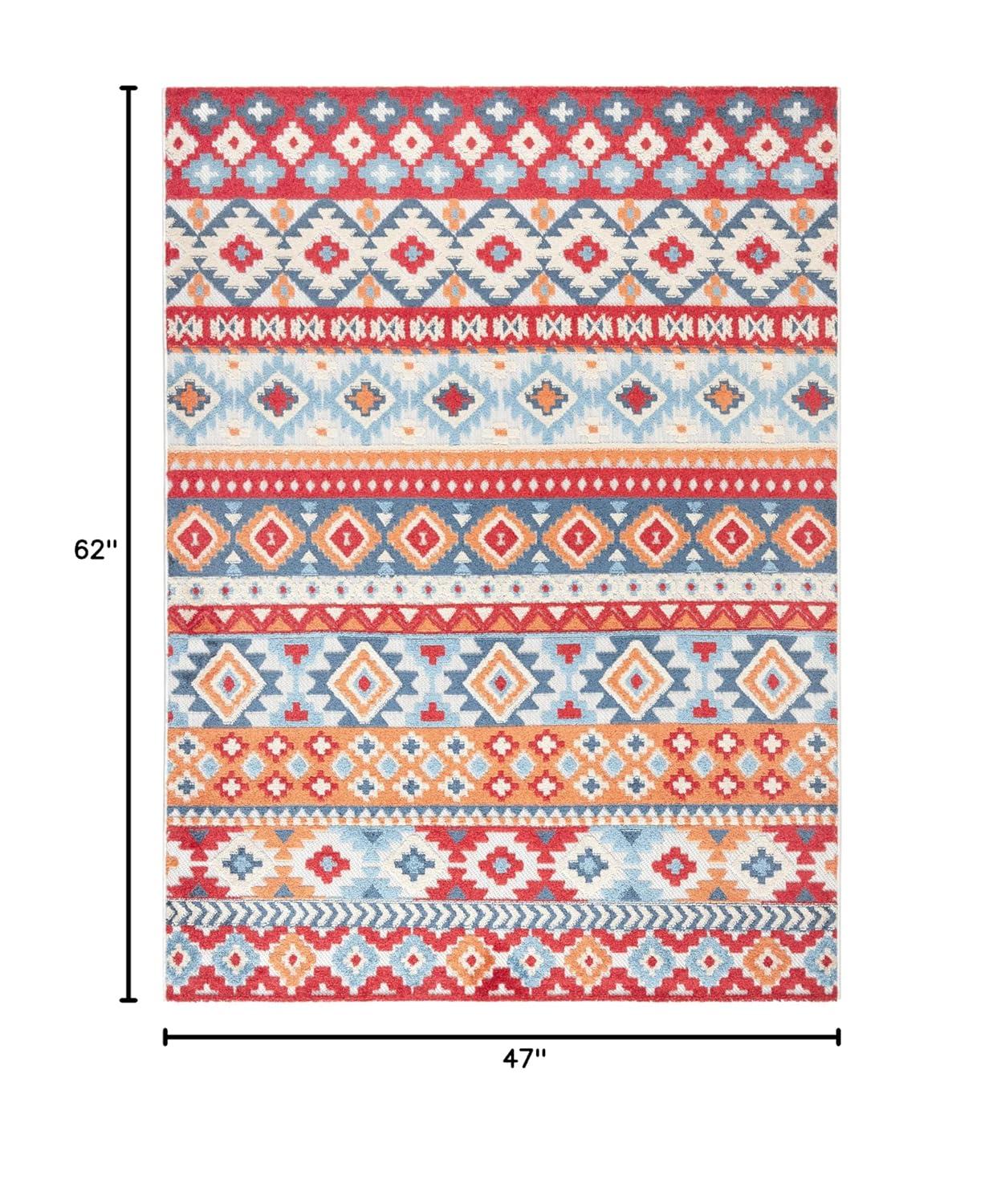 TOWN & COUNTRY EVERYDAY Dahlia Southwestern Stripe Outdoor Rug Red/Multi