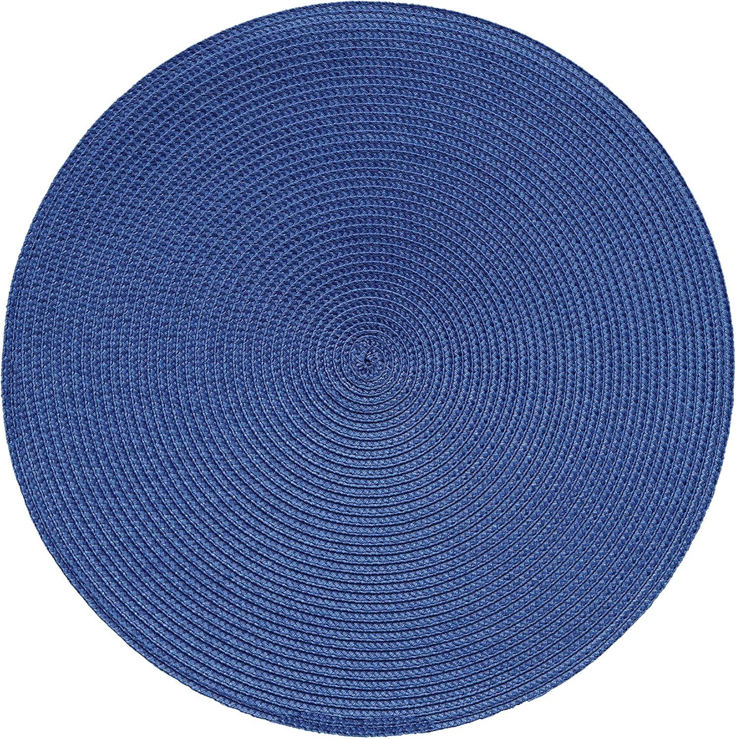 DII Nautical Blue Round Polypropylene Woven Placemat (Set of 6)