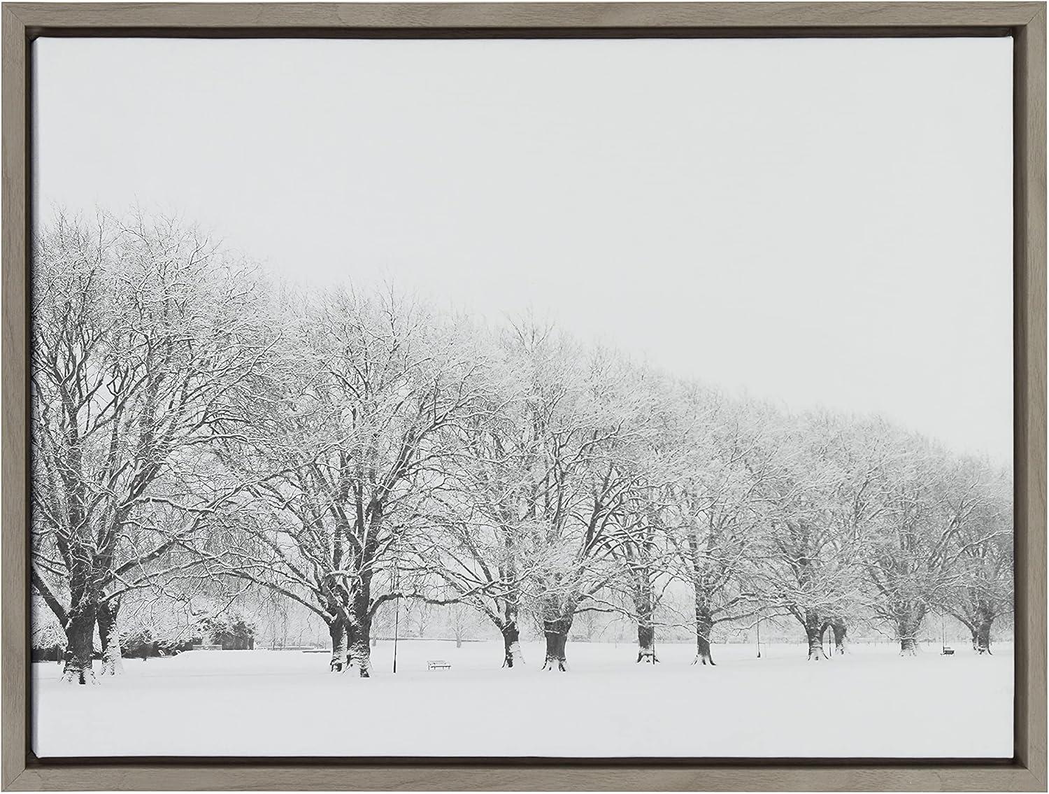 Gray Winter Landscape Framed Canvas Wall Art, 18x24