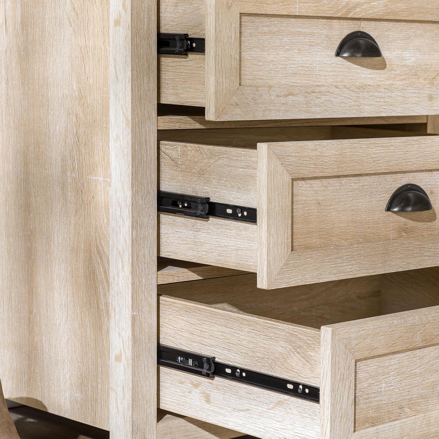 Fontella Transitional 3 Drawer Nightstand White Oak - Saracina Home: Farmhouse Style, MDF, Storage Solution