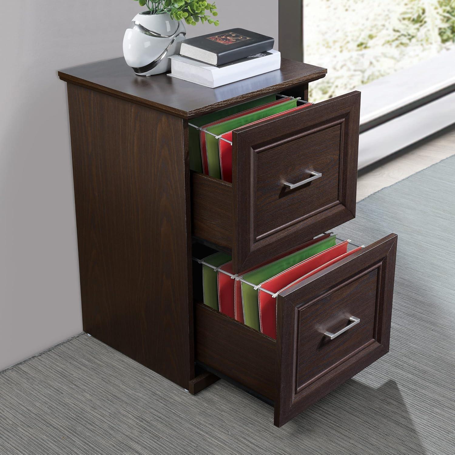 Jefferson Espresso Vertical 2-Drawer File Cabinet with Euro-Glide