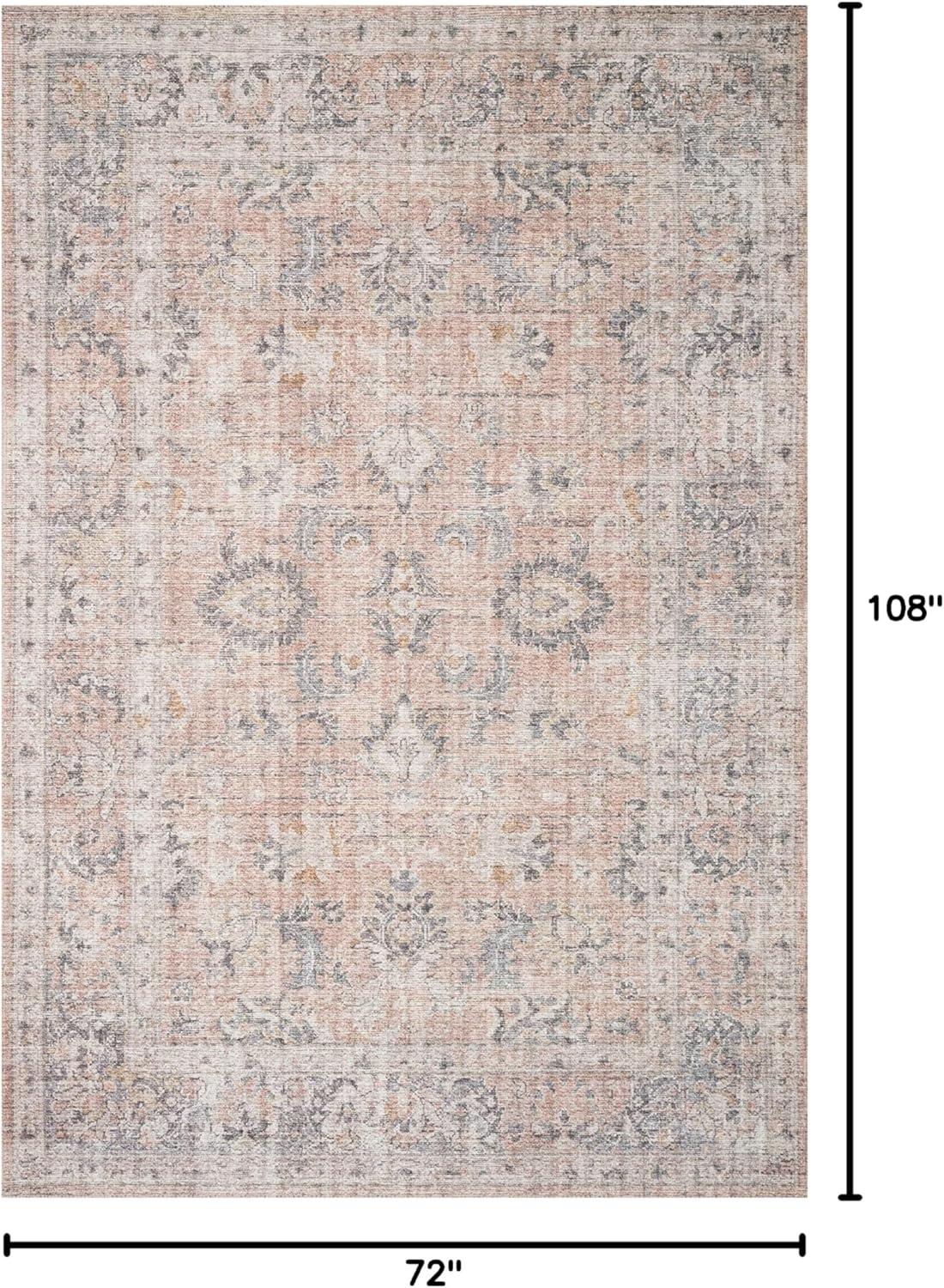 Loloi Skye Collection 6'-0" x 9'-0" Area Rug in Blush / Grey - Soft Thick Area Rug, Vintage Inspired Distressed Area Rug, Non-Shedding Rug for Living Room, Bedroom, Dining Area