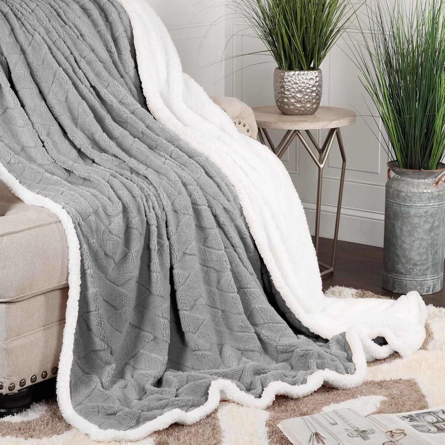 Platinum King Reversible Fleece Sherpa Blanket