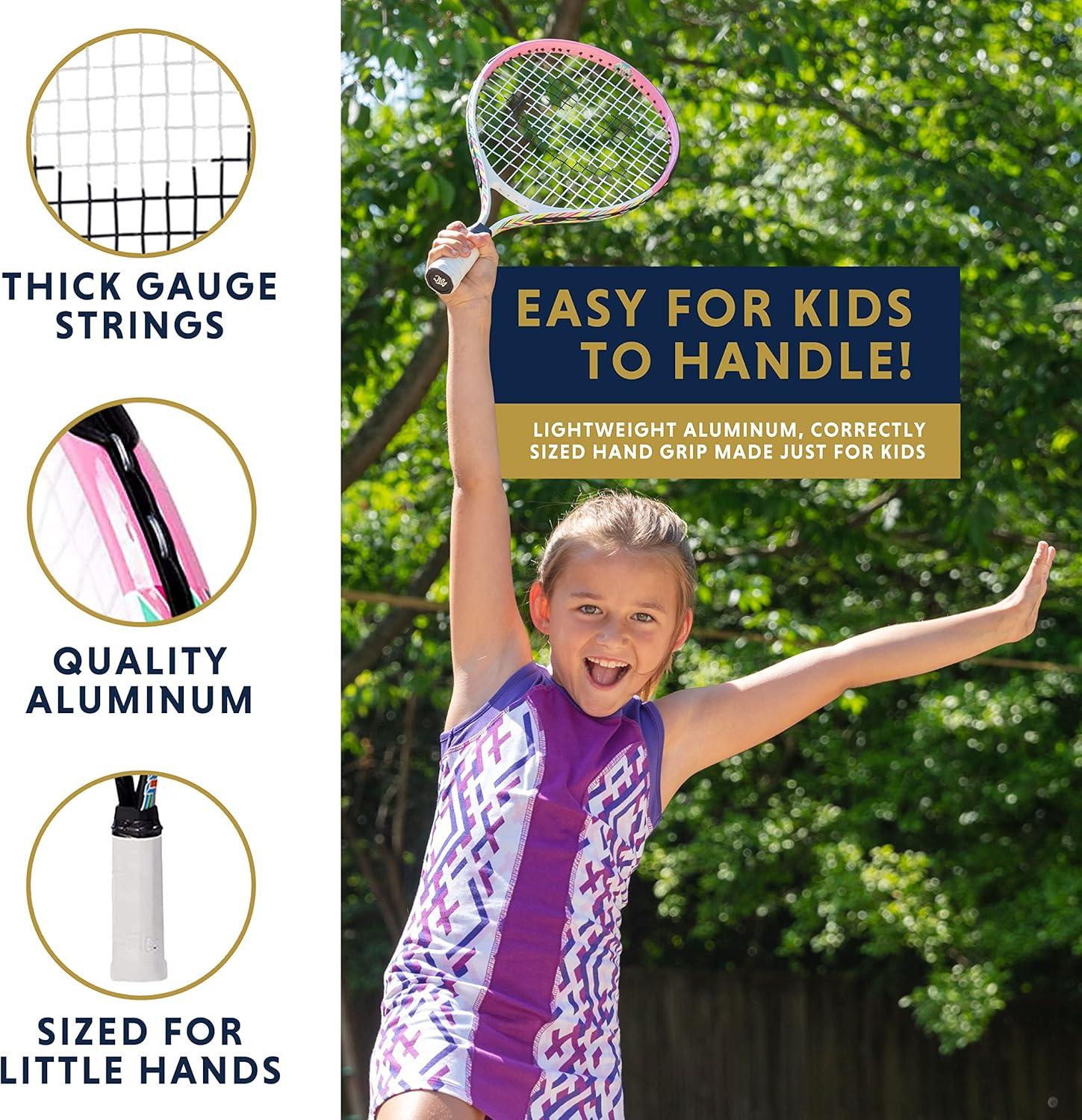 Kids Tennis Racket with Training Videos – Aluminum Youth Tennis Racket with Neoprene Handle for Children Age 5-12 – Learn Faster and Play Better by Street Tennis Club