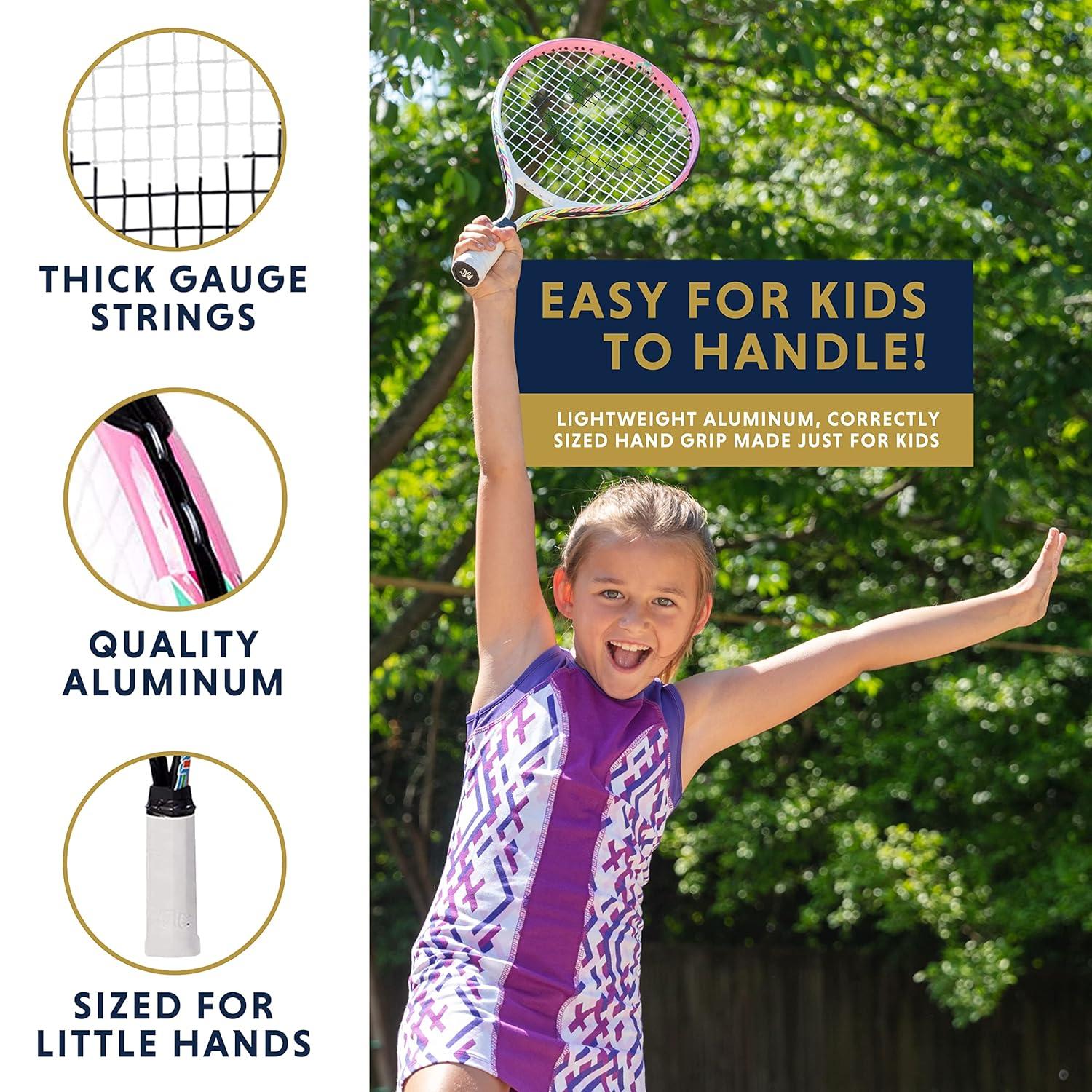 Kids Tennis Racket with Training Videos – Aluminum Youth Tennis Racket with Neoprene Handle for Children Age 5-12 – Learn Faster and Play Better by Street Tennis Club