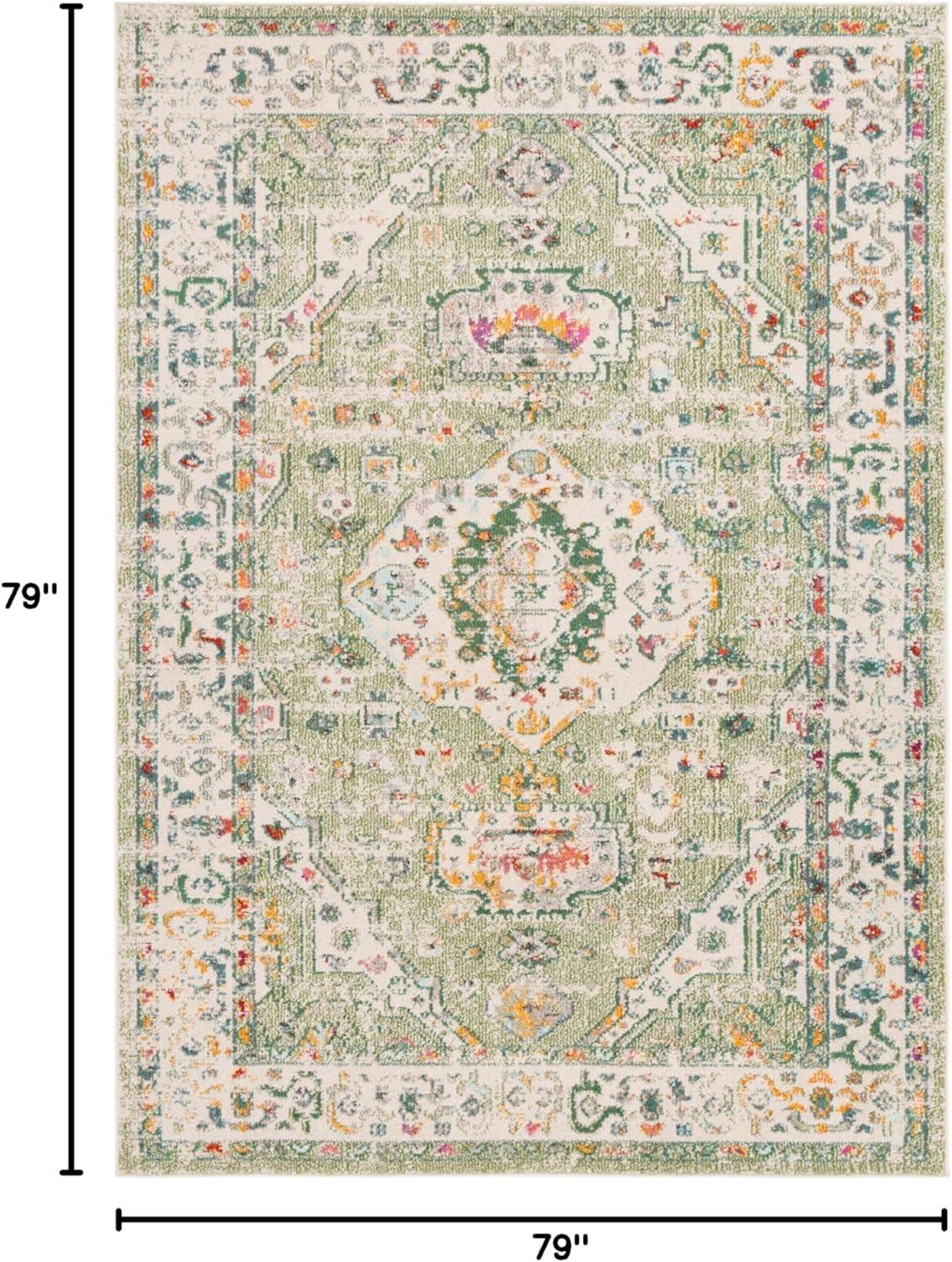 SAFAVIEH Madison Trenton Oriental Area Rug, Sage/Ivory, 6'7" x 6'7" Square