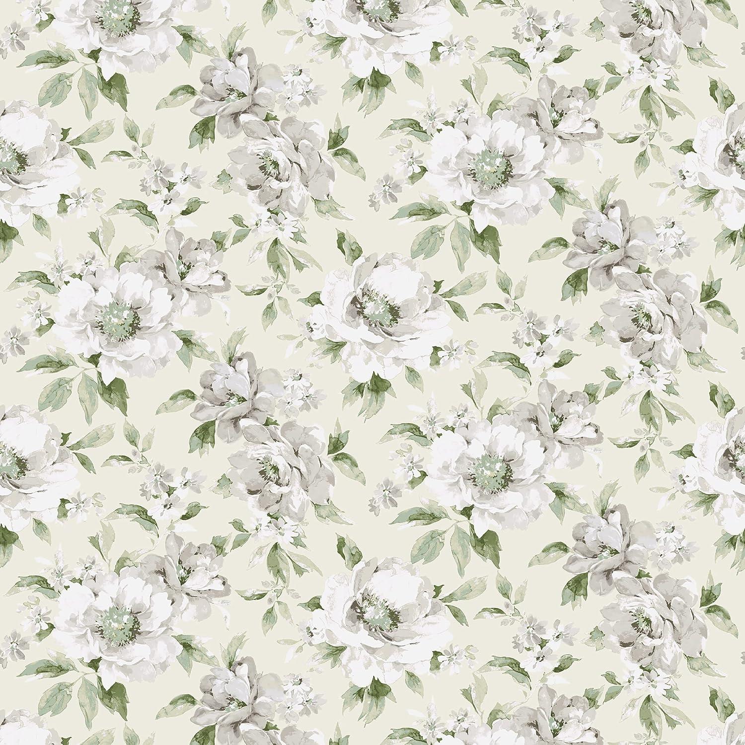 Surface Style - Peel and Stick Wallpaper, Whimsical Wallpaper for Bedroom, Dorm Room Essentials, Self Adhesive, Vinyl, 30.75 Sq Ft Coverage (Whispery Floral Collection, Celadon)