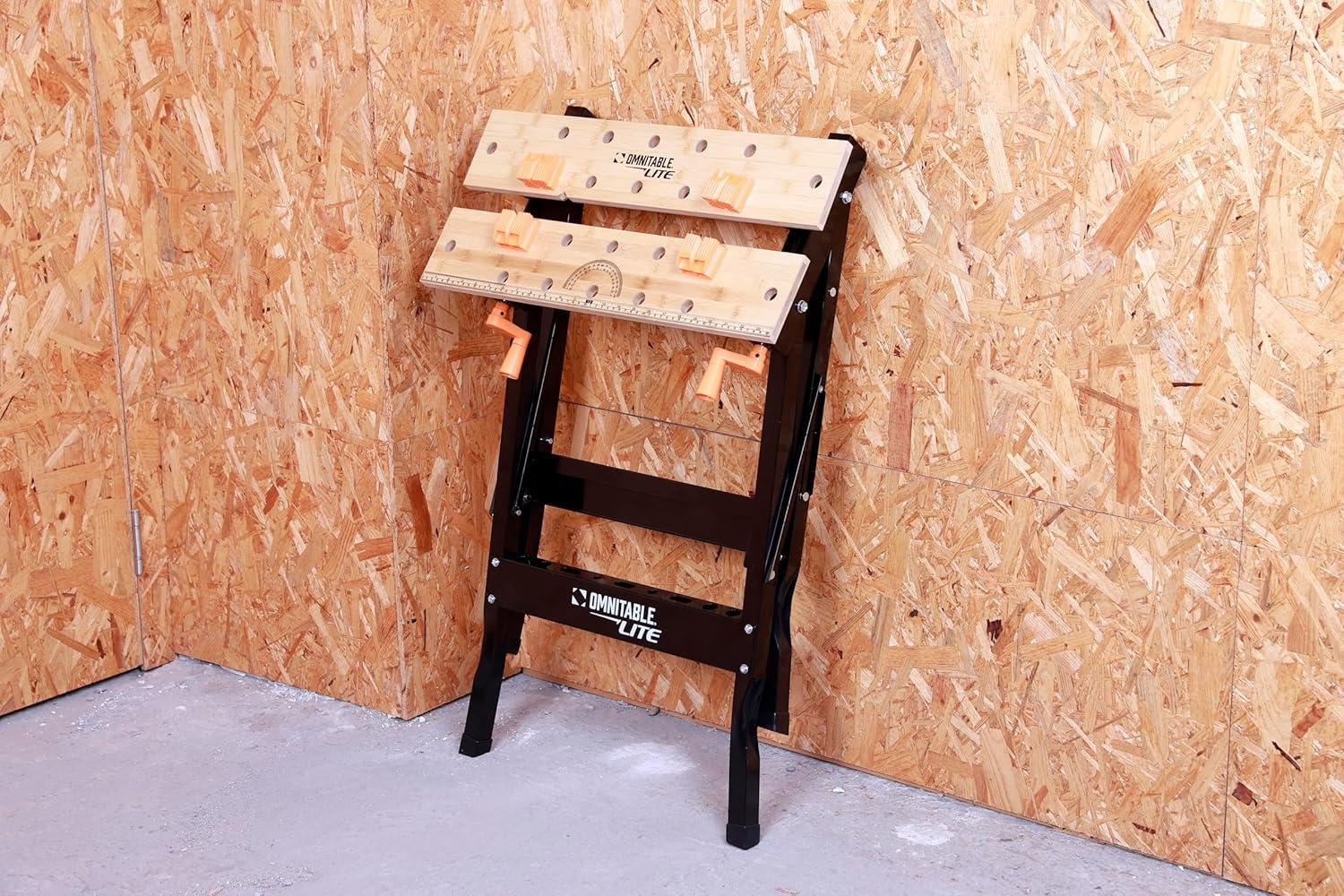 Disston OmniTable Lite Portable Workbench Worktable Fully Adjustable Tilting Table is Great for Clamping.