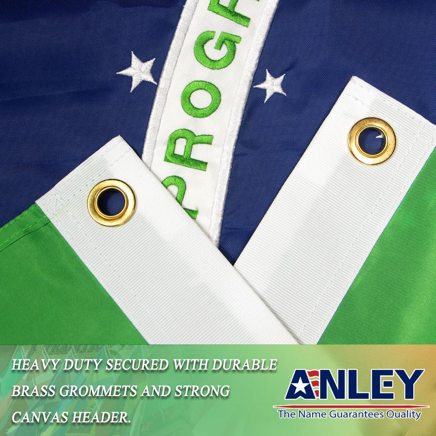 Anley EverStrong Series Embroidered Brazil Flag 3x5 Feet - Nylon Brazilian National Flags