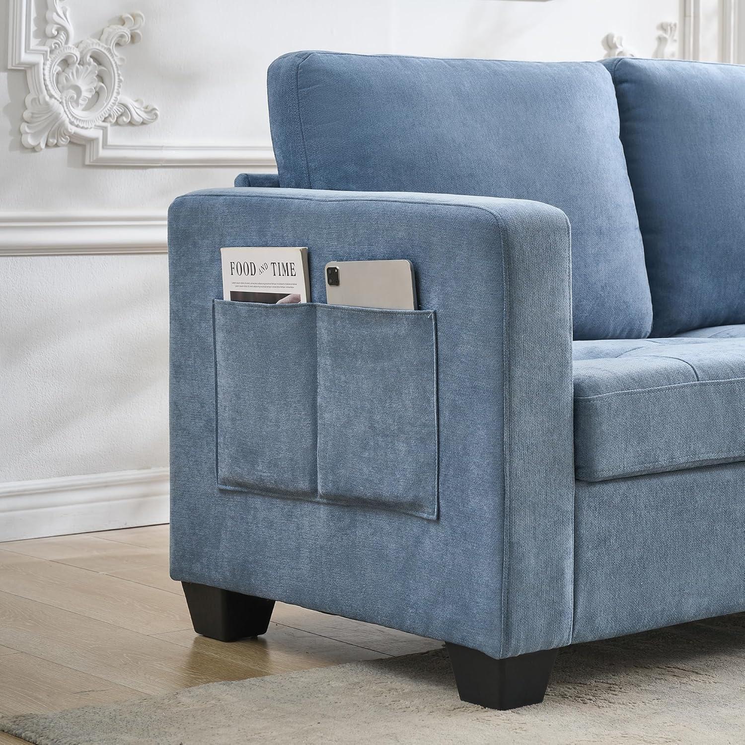 3 Seat Sofa Couch, 89" Modern Sofa with Armrests, Comfy Couch Sofa with Extra Deep Seat Couches for Living Room Bedroom Apartment,Blue