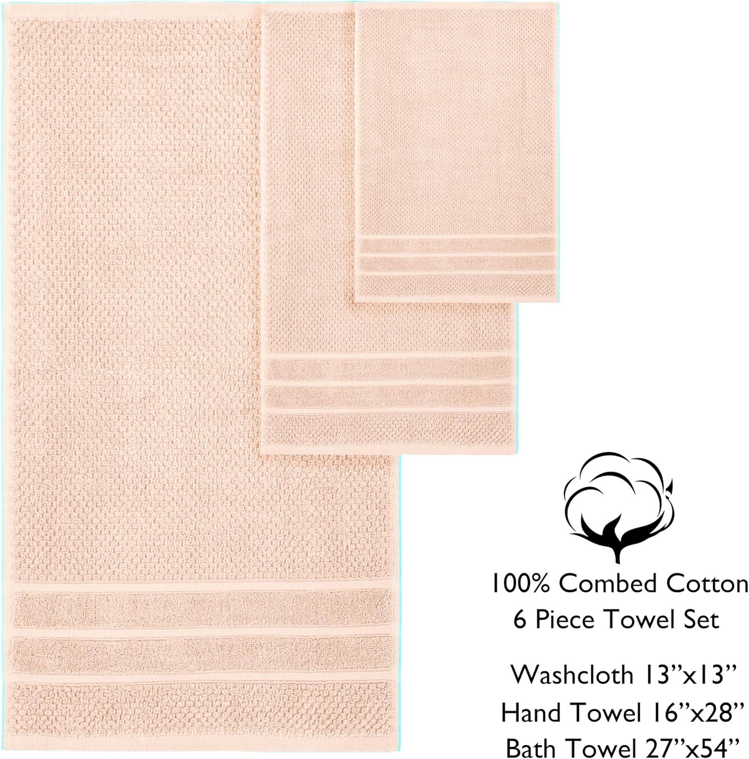 Pale Peach Oversized Cotton 6-Piece Towel Set