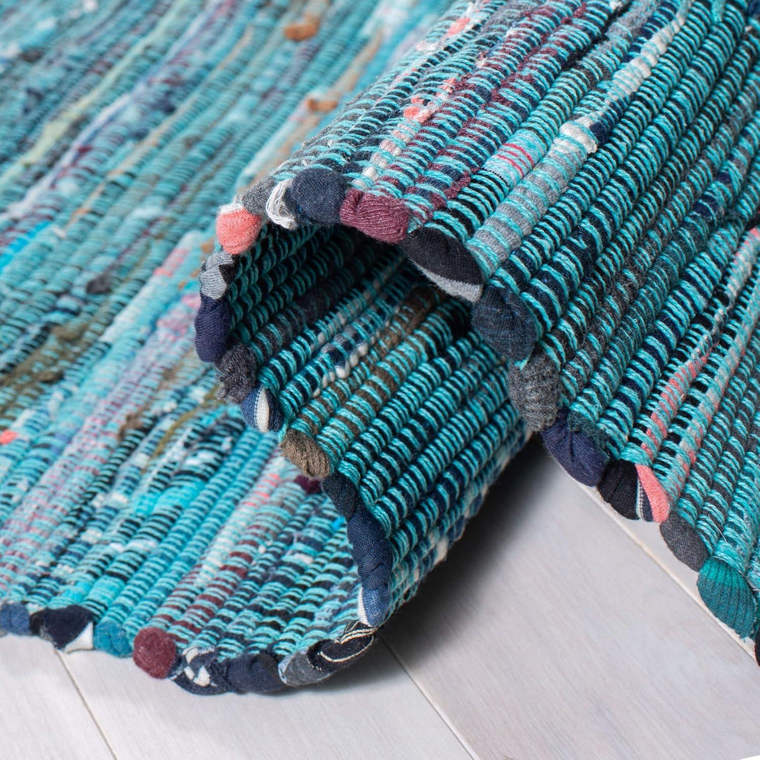 Rag Accent Rug RAR121 Hand Woven Accent Rug - Blue/Multi - 2'6"x4' - Safavieh.