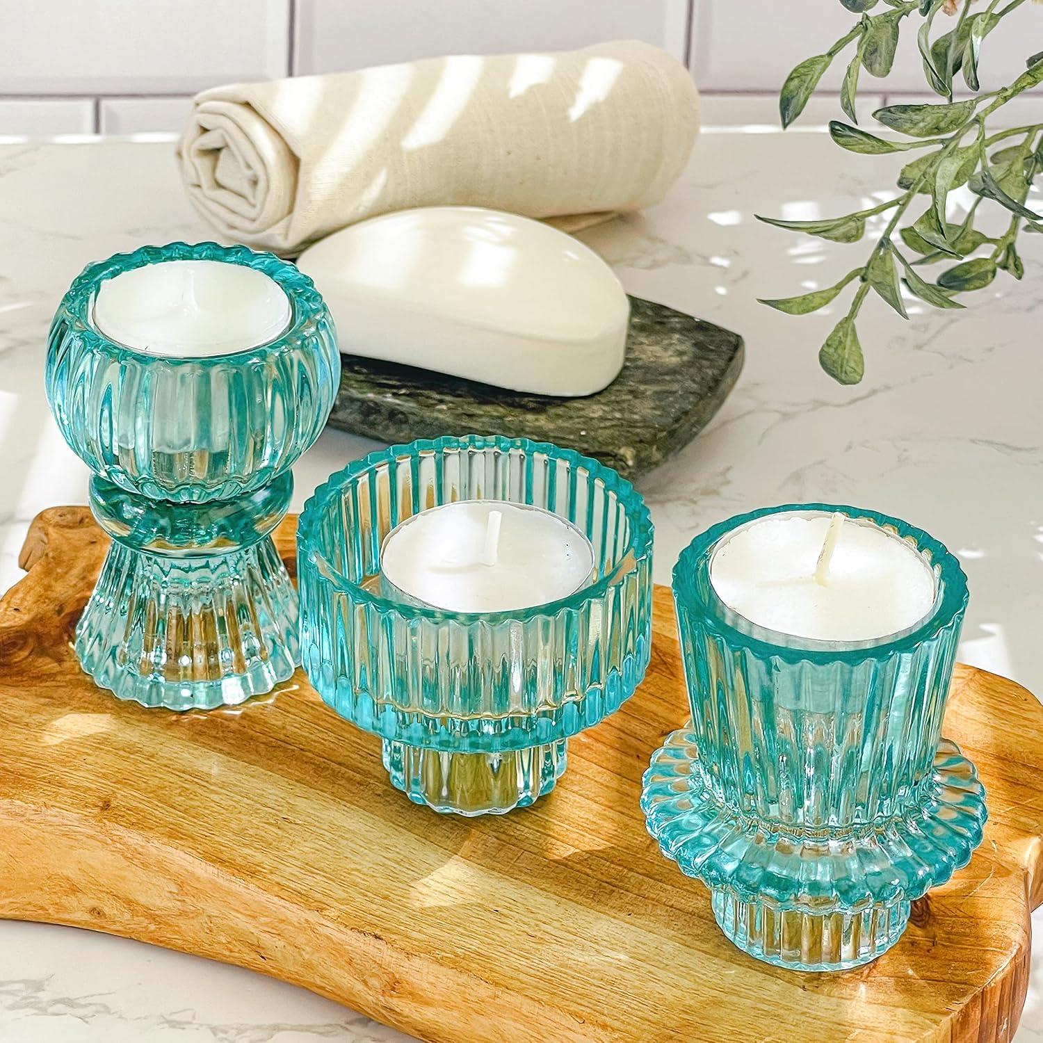 Kate Aspen Dual Sided Ribbed Candlestick/Tealight Holders- Set of 6