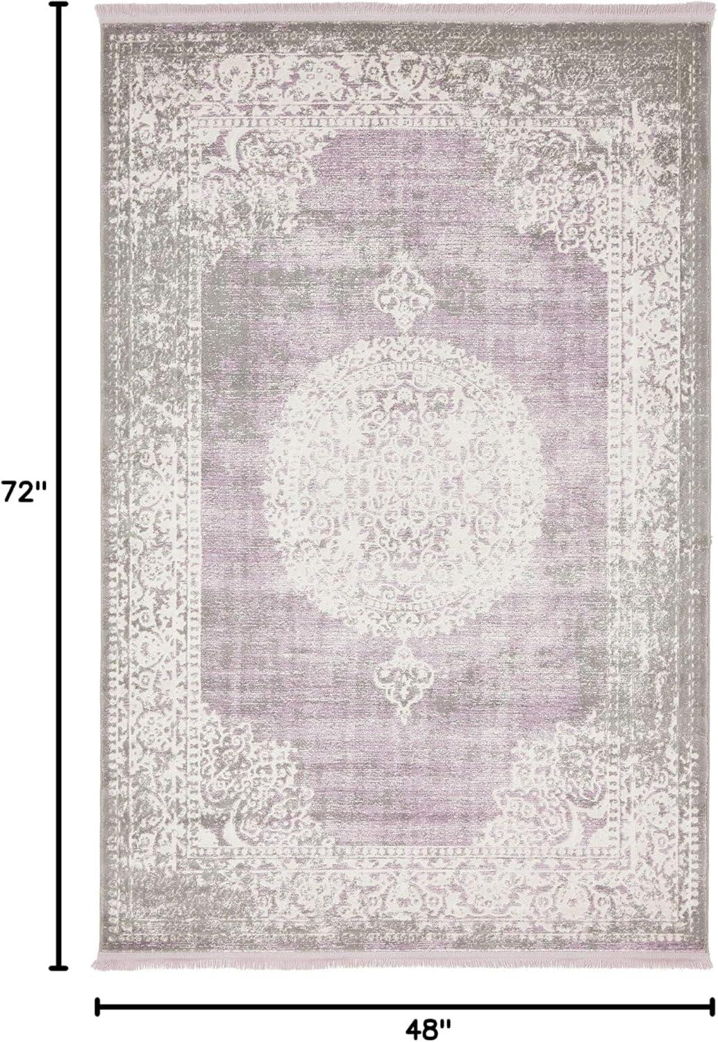 Unique Loom New Classical Collection Area Rug - Olwen (4' x 6' Rectangle Purple/Gray)