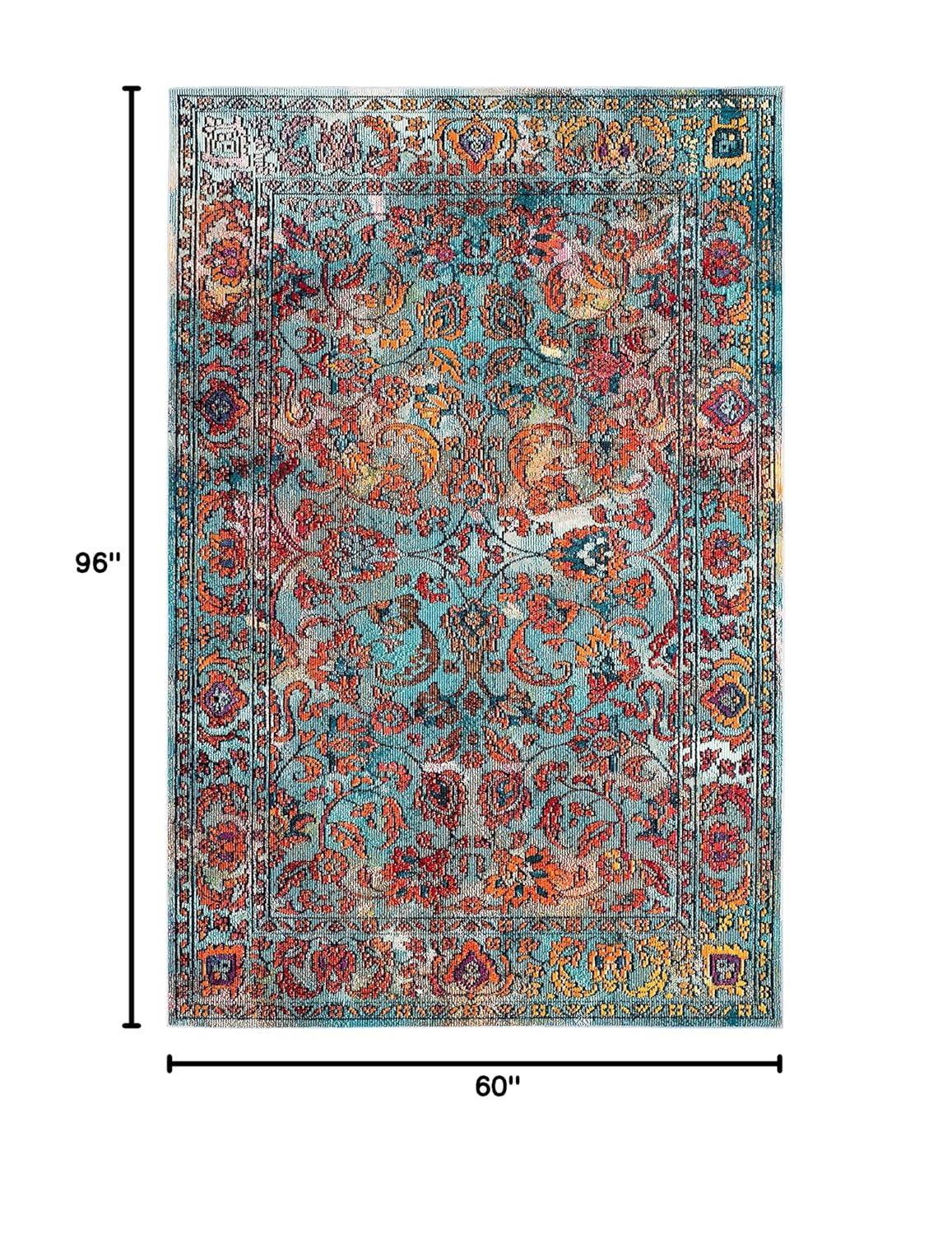 Crystal CRS515 Power Loomed Area Rug - Light Blue/Orange - 5'x8' - Safavieh.