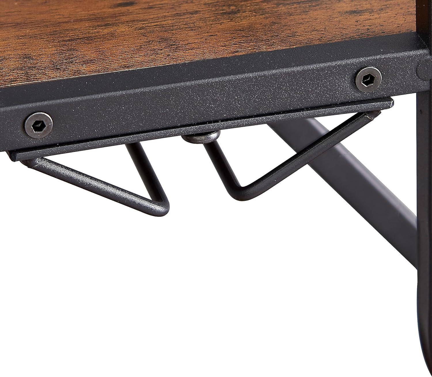 11 Bottle Wine Bakers Rack, 5 Tier Freestanding Wine Rack with Hanging Wine Glass Holder and Storage Shelves, Wine Storage Home Bar for Liquor and Wine Storagefor Kitchen, Dining Room