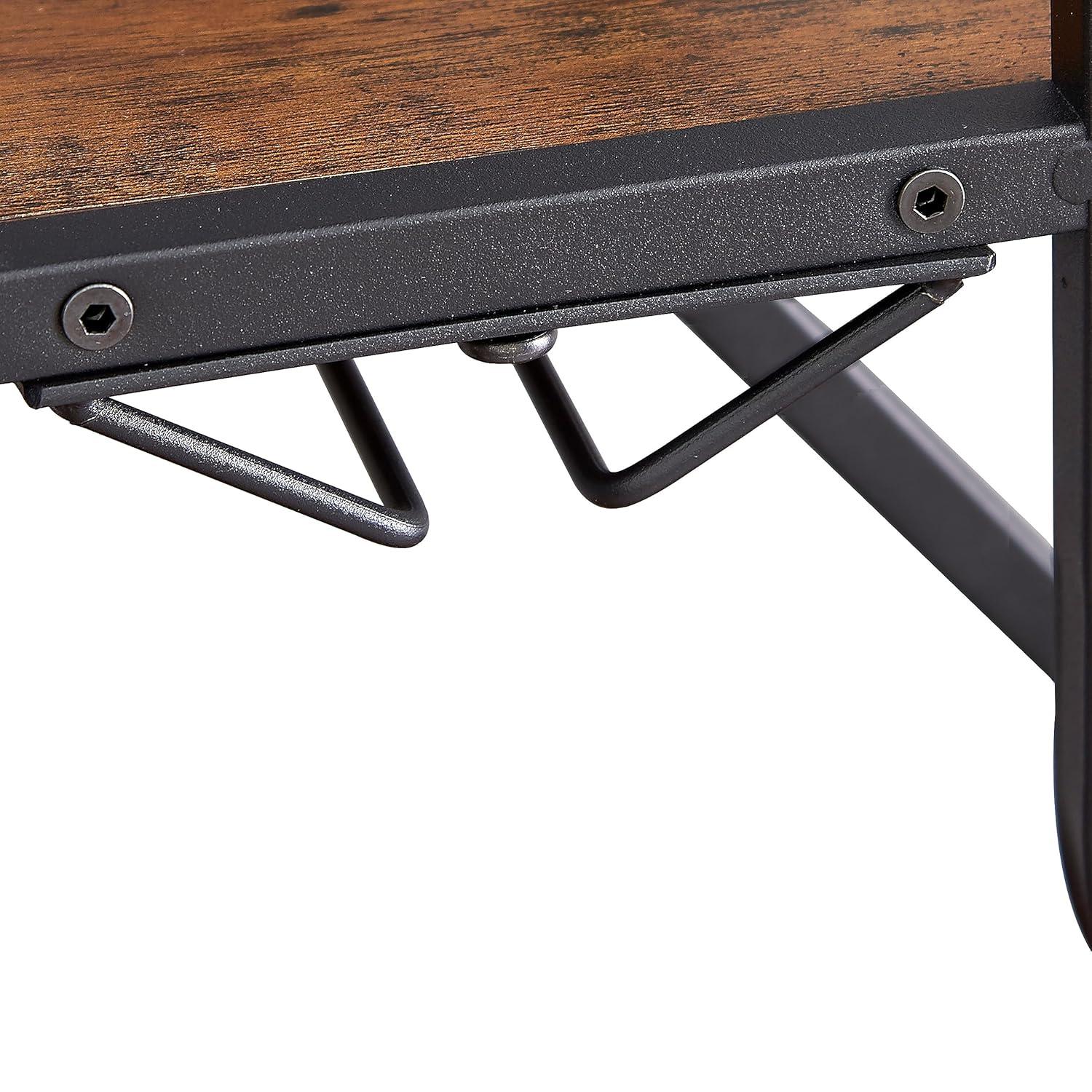 11 Bottle Wine Bakers Rack, 5 Tier Freestanding Wine Rack with Hanging Wine Glass Holder and Storage Shelves, Wine Storage Home Bar for Liquor and Wine Storagefor Kitchen, Dining Room