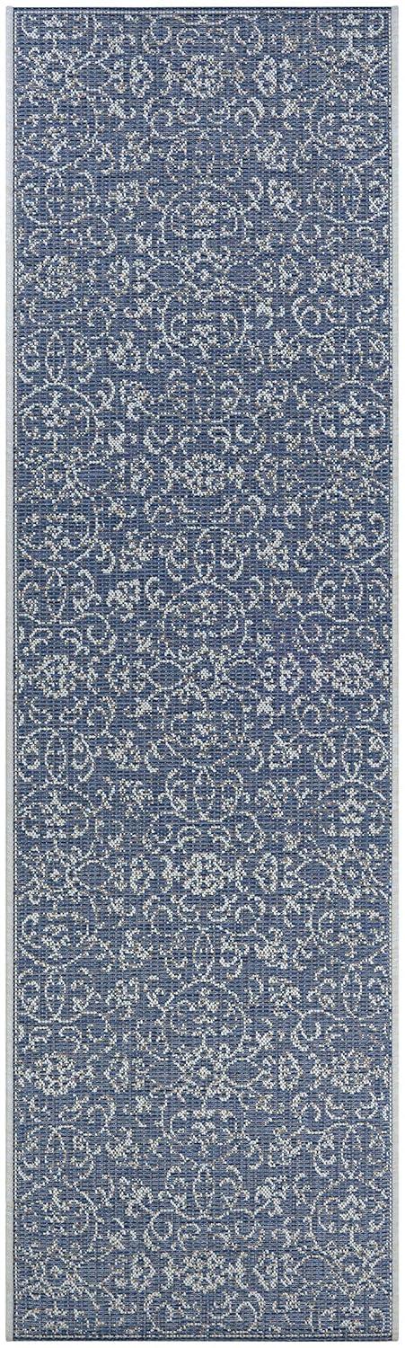 Couristan Monte Carlo Summer Vines Indoor / Outdoor Area Rug, Navy-Ivory, 2'3" x 11'9" Runner