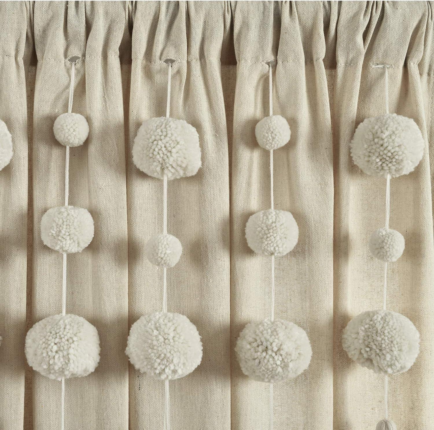 Lush Decor Tassel Window Solid Cotton Blend Semi-Sheer Rod Pocket Single Curtain Panel