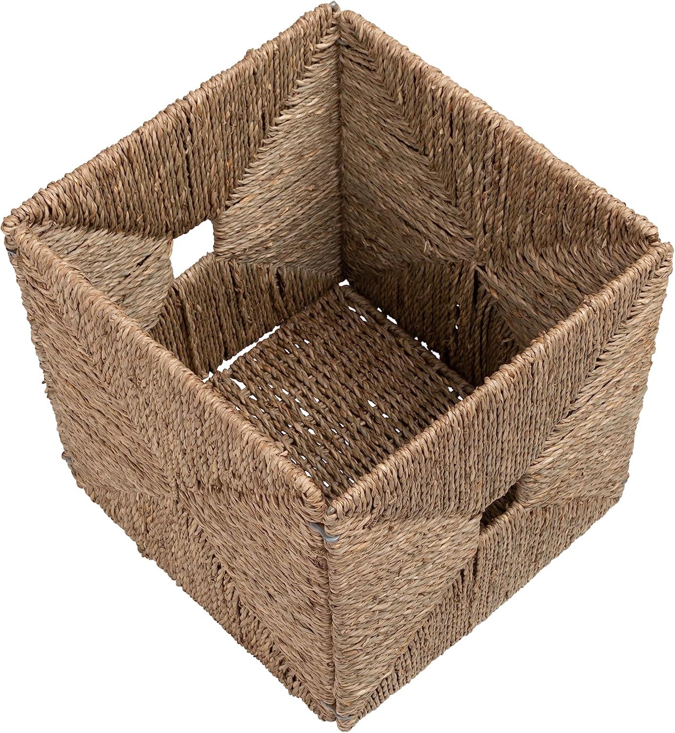 Natural Seagrass Woven Storage Basket with Steel Frame