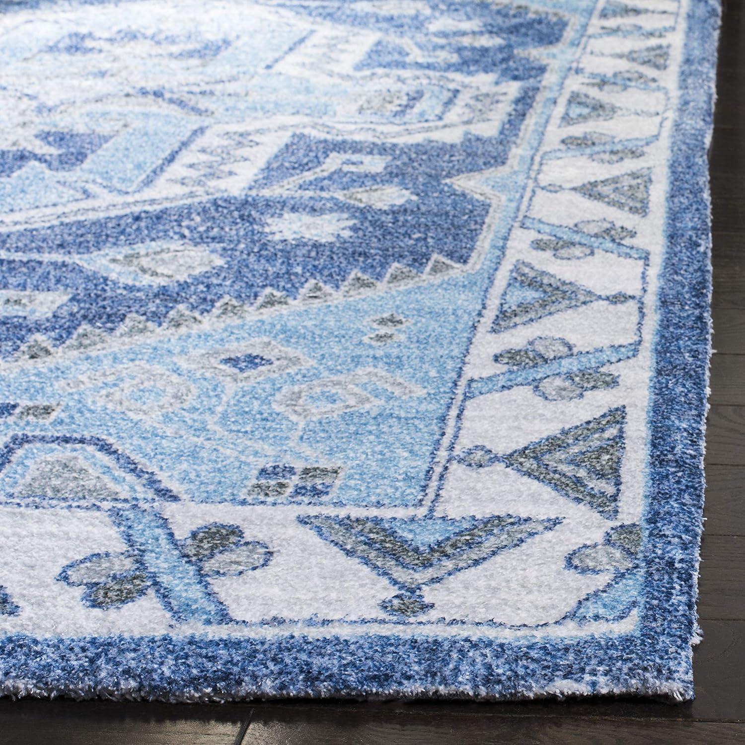 Saffron SFN549 Hand Loomed Area Rug - Blue/Ivory - 3'x5' - Safavieh.