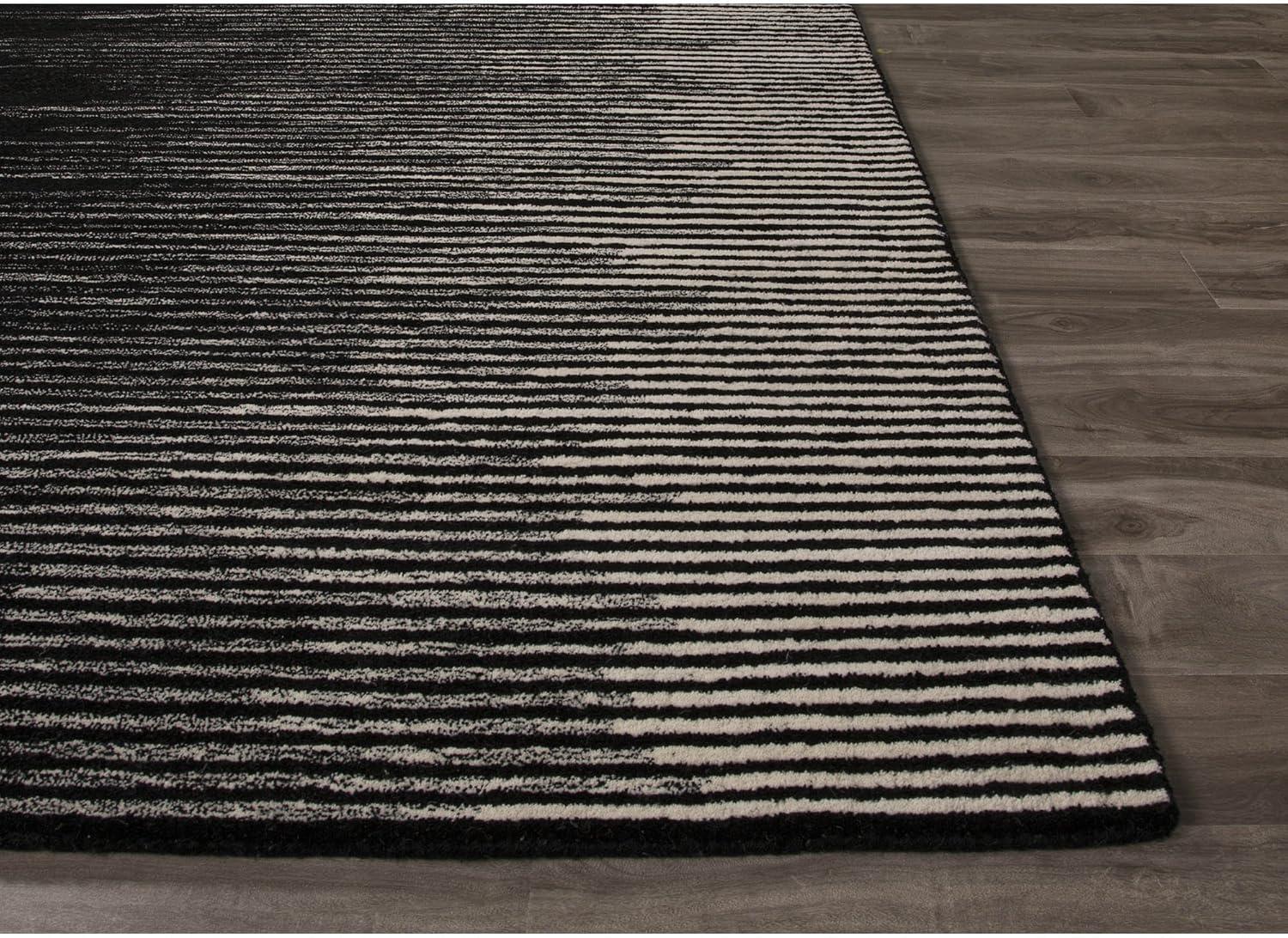 Bristol 9' x 12' Black and Cream Hand-Tufted Wool Rug