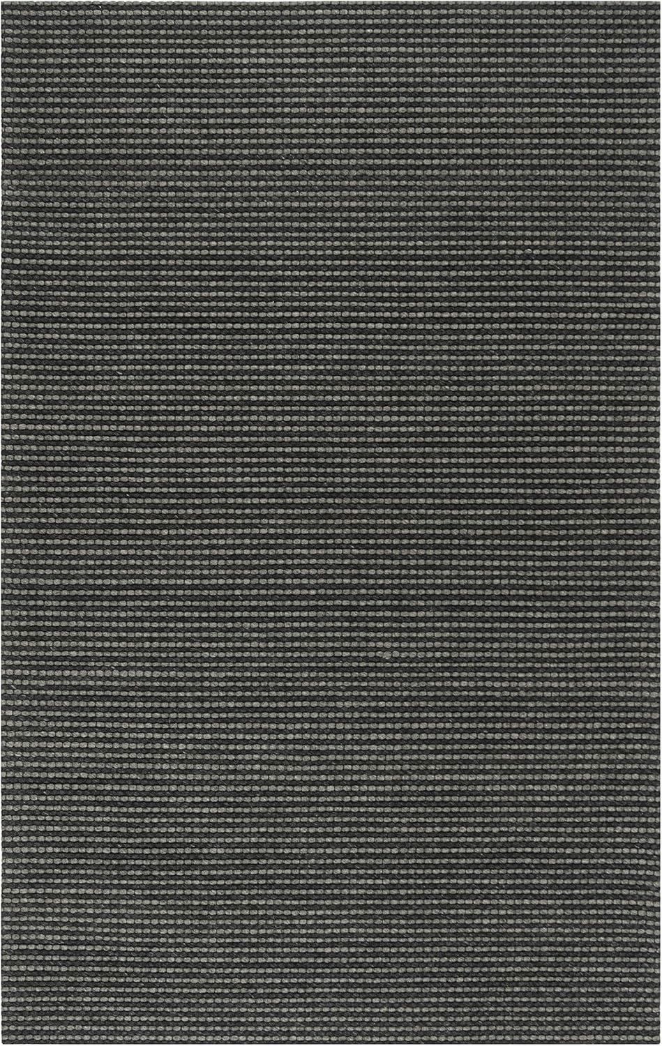 Grey and Black Hand-Tufted Wool Rectangular Area Rug 6' x 9'