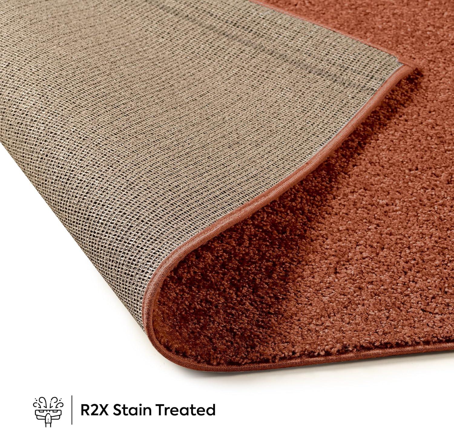 Furnish My Place Modern Plush Pet and Kids Friendly Solid Color Rust Area Rugs, Stain & Fade Resistance, Made in USA, Perfect for Living Room, Dining Room, Bedroom, Playroom and Kidsroom, Event, Wedding Rug