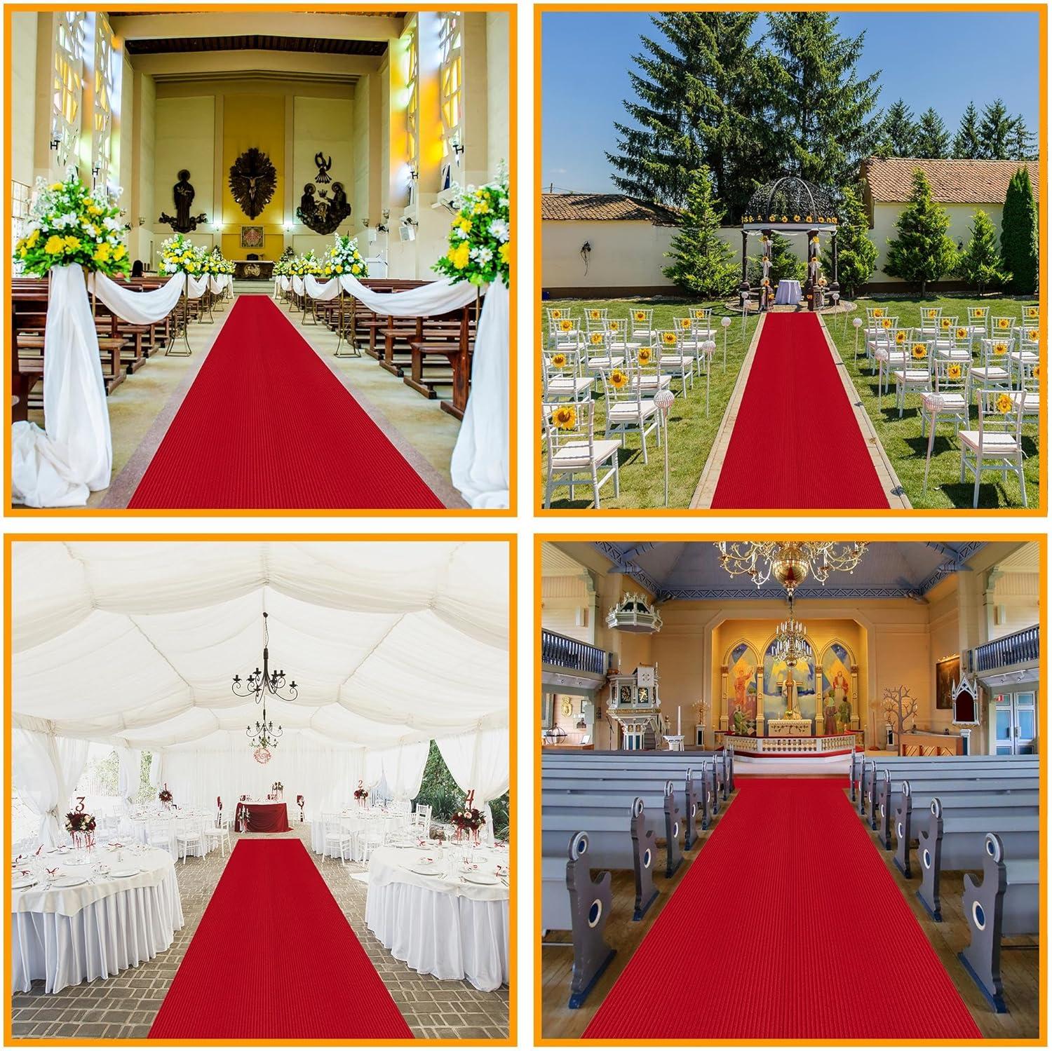 Ottomanson Hallway Runner Waterproof Non-Slip Rubberback 2x6 Indoor/Outdoor Utility Rug, 2' x 6', Red