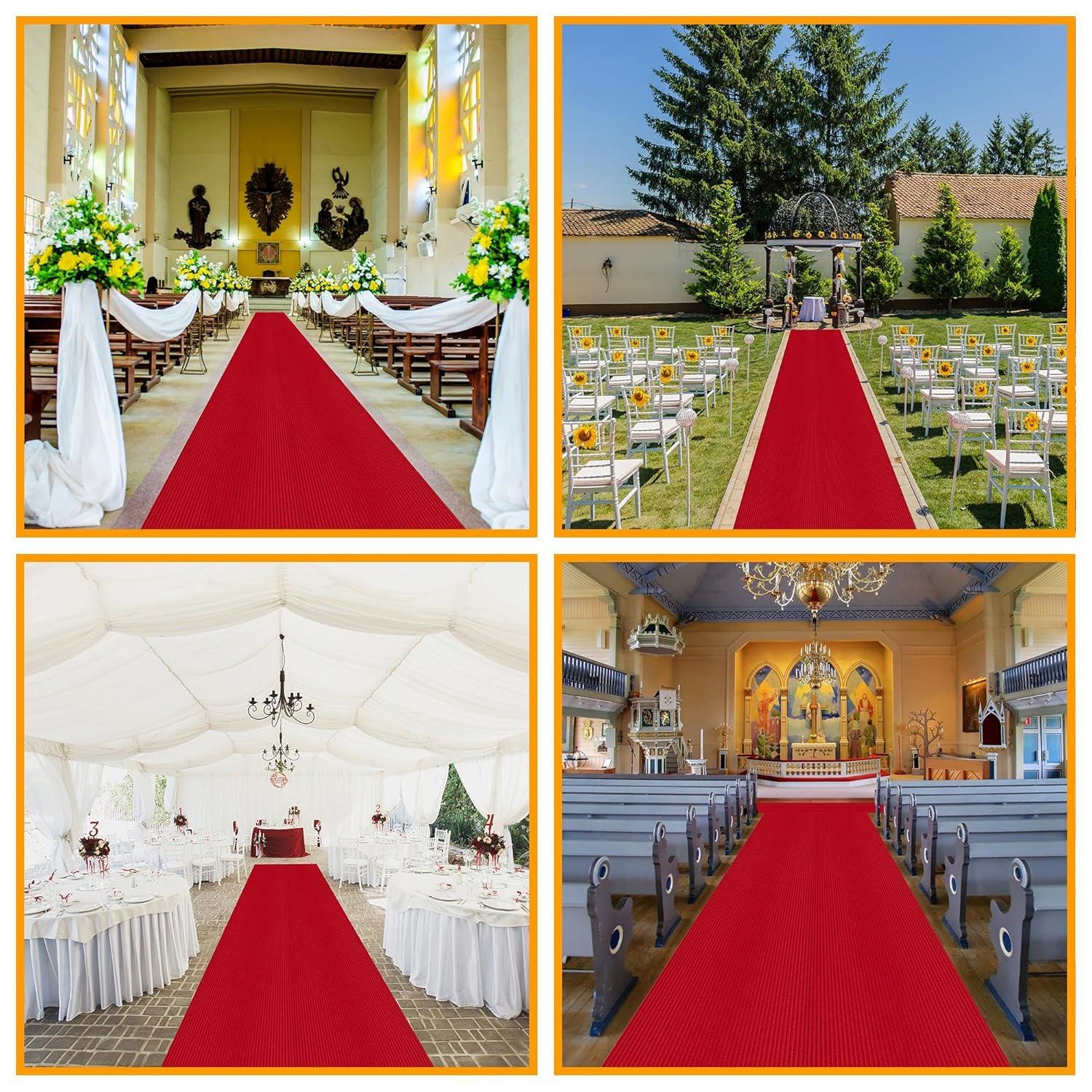 Ottomanson Hallway Runner Waterproof Non-Slip Rubberback 2x6 Indoor/Outdoor Utility Rug, 2' x 6', Red