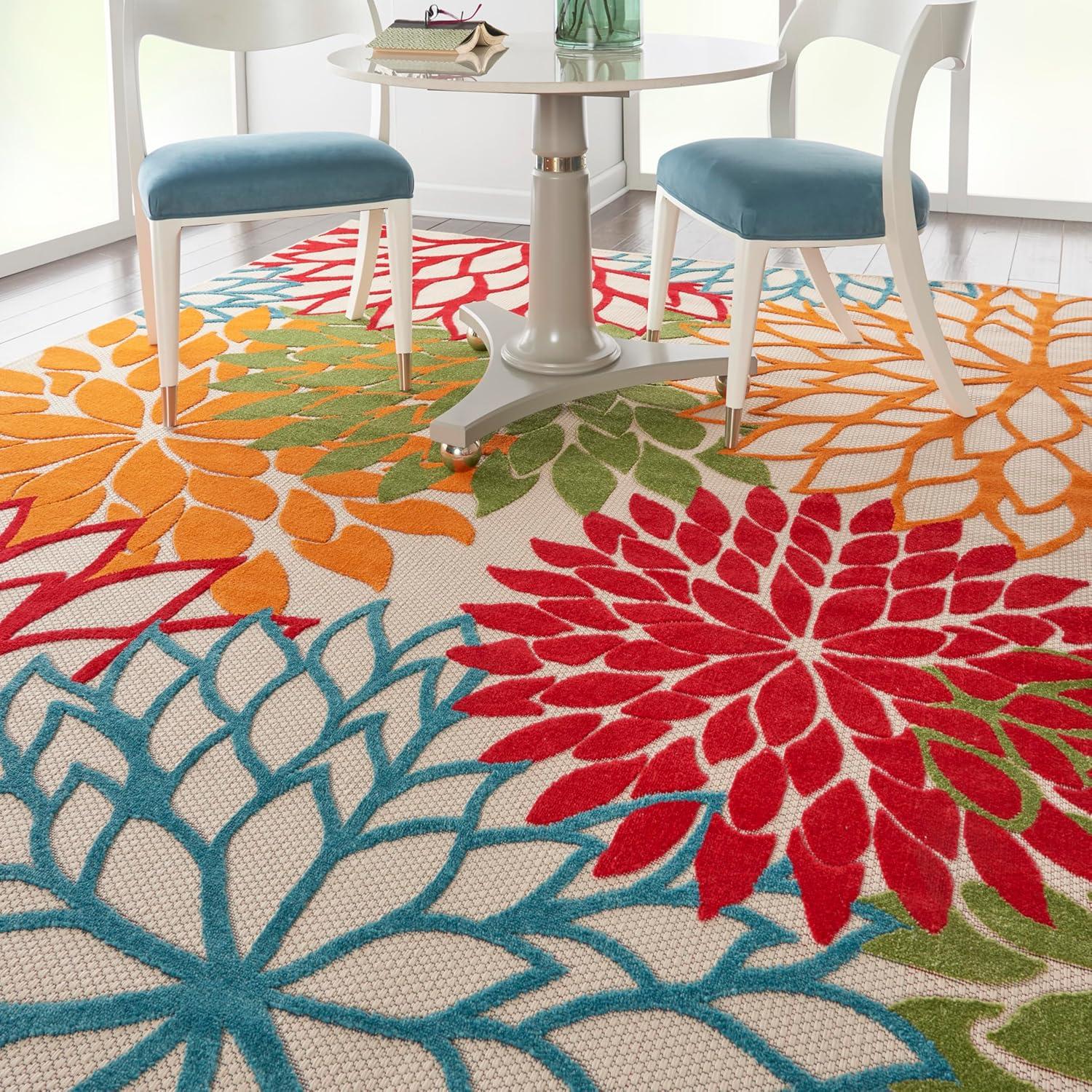 Nourison Aloha Floral 7' x 10' Green Tropical Indoor/Outdoor Area Rug