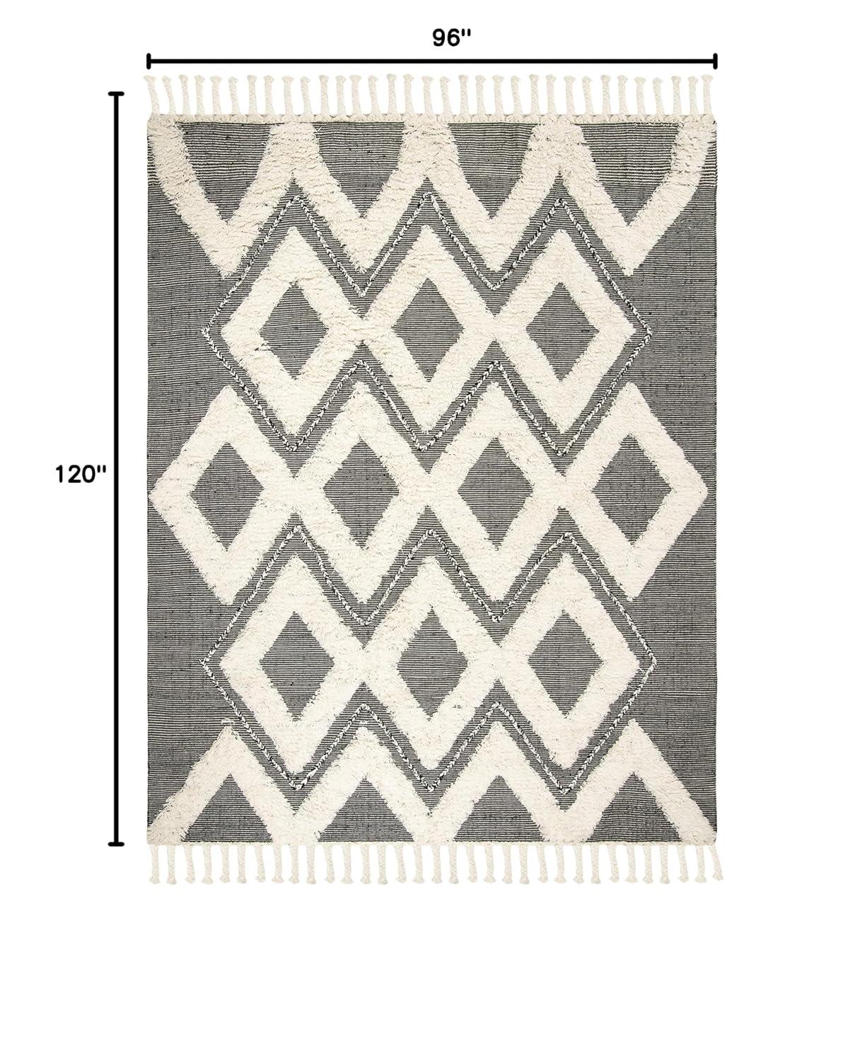 Kenya KNY903 Hand Knotted Area Rug - Black/Ivory - 8'x10' - Safavieh.