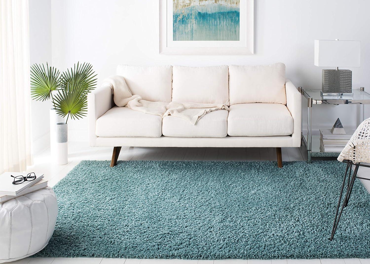 Primo Shag PRM300 Power Loomed Area Rug - Aqua - 5'3"x7'6" - Safavieh.