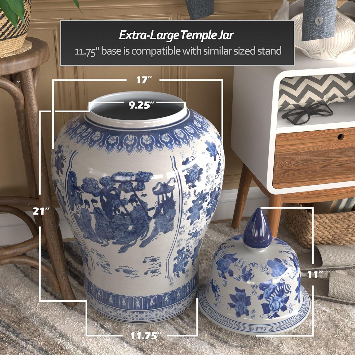 32" Porcelain Temple Jar