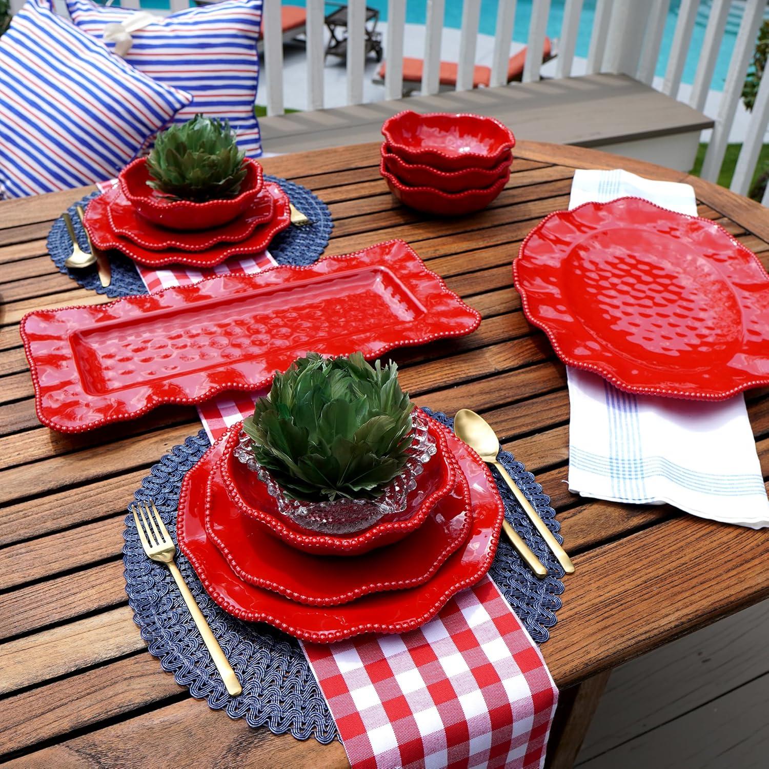 Certified International 12pc Perlette Melamine Dinnerware Set Red