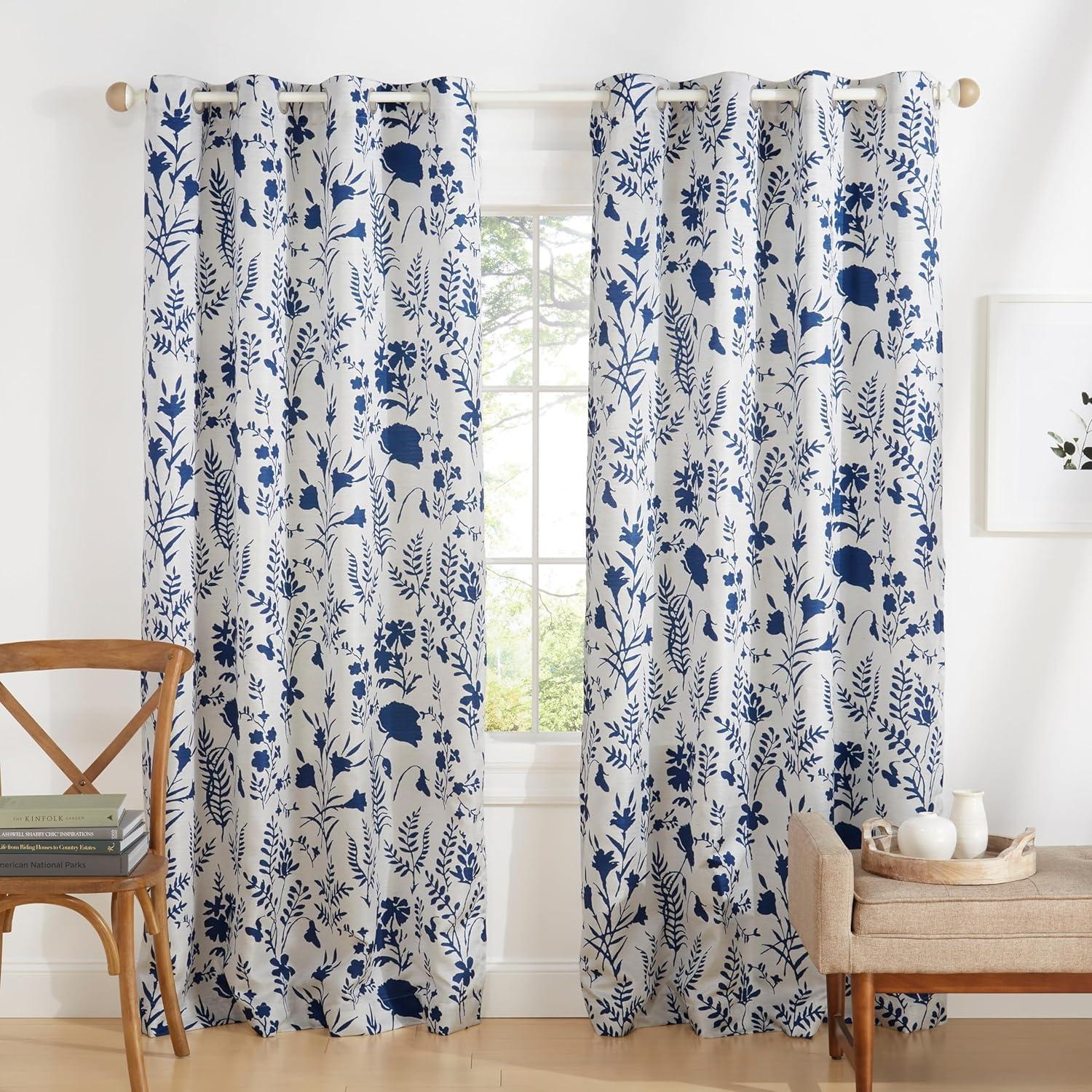 Exclusive Home Silhouette Floral Light Filtering Grommet Top Curtain Panel Pair