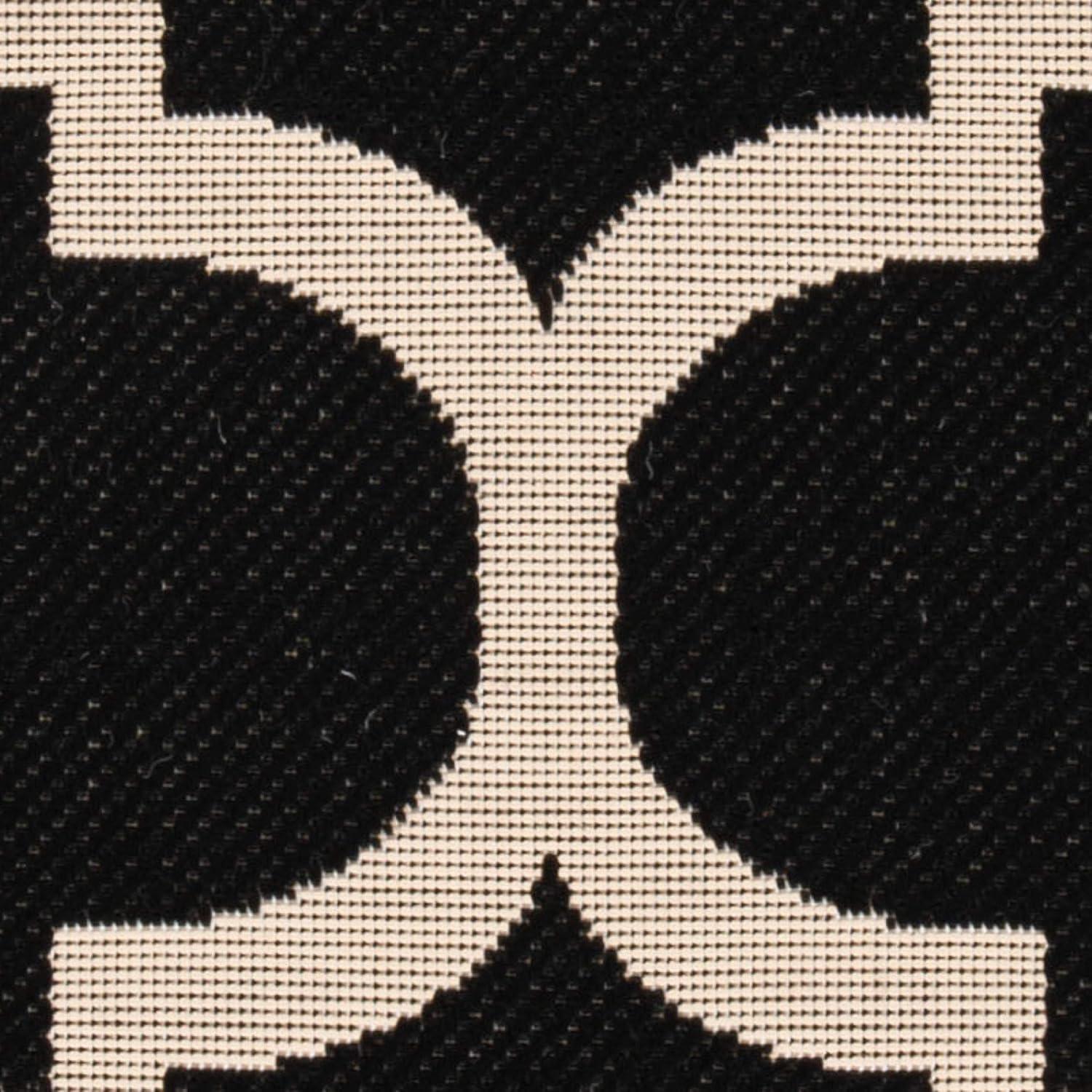 Black and Beige Synthetic Flat Woven Runner Rug