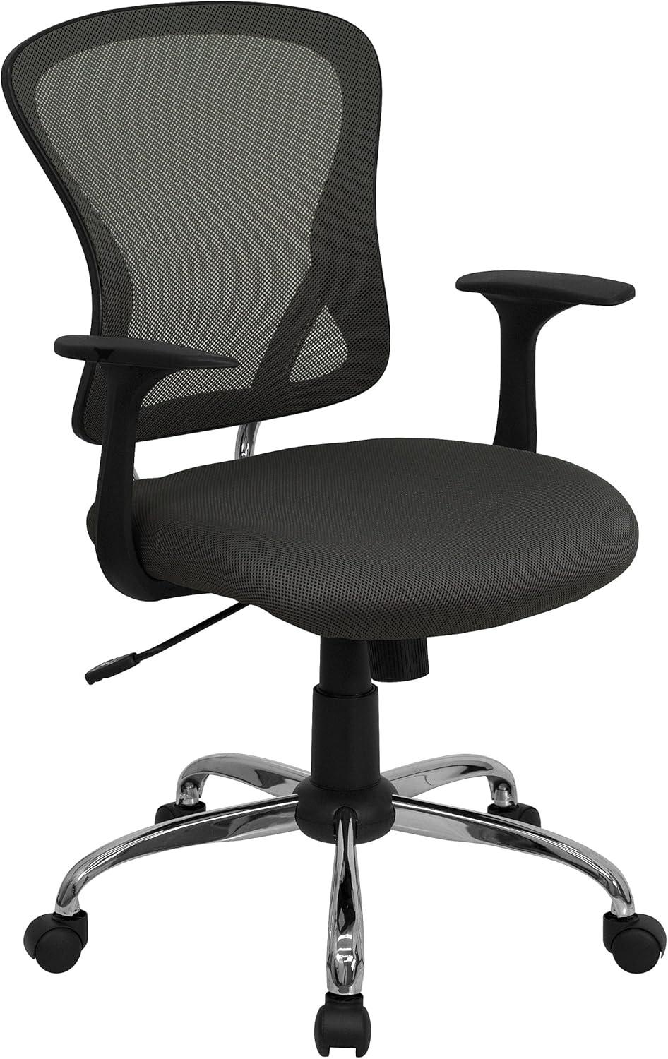 Flash Furniture Mid-Back Mesh Swivel Task Office Chair with Chrome Base and Arms