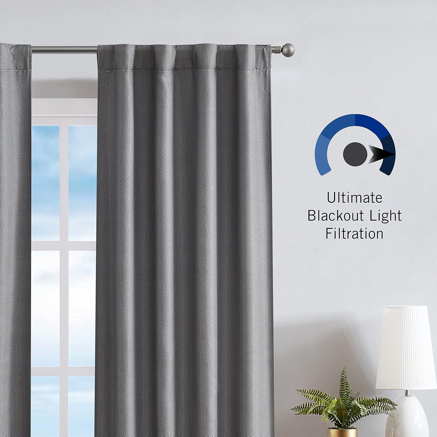 Nautica Robin Synthetic Solid Color Room Darkening Thermal Back Tab/Rod Pocket Single Curtain Panel (Set of 2)