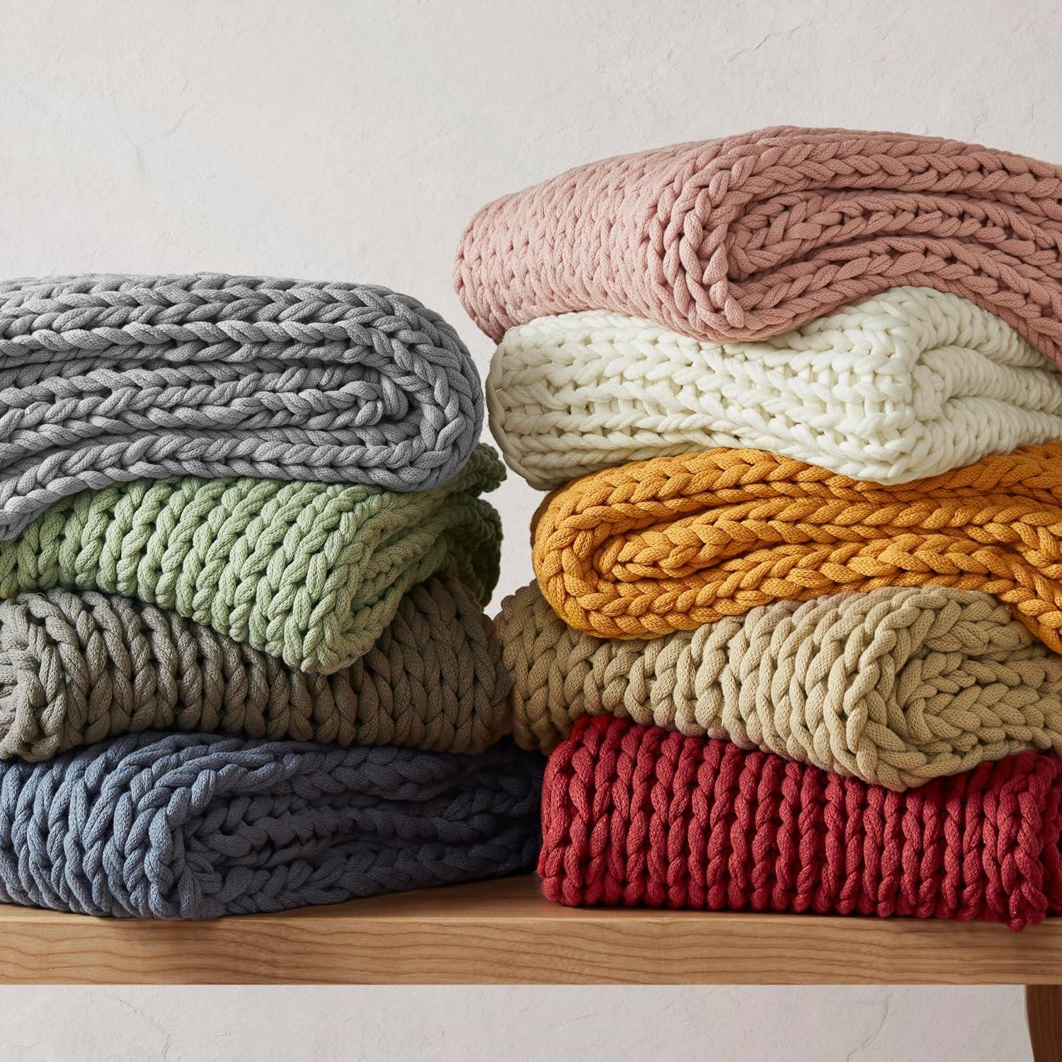 50"x60" Chunky Double Knit Handmade Throw Blanket Charcoal - Madison Park: Acrylic, Modern Style, All Ages