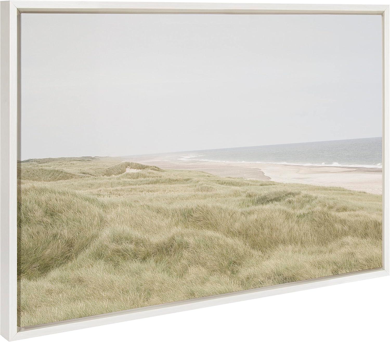 23" x 33" Sylvie Peaceful Coastal Landscape Framed Canvas by Creative Bunch White - Kate & Laurel All Things Decor: Serene Beach Wall Art