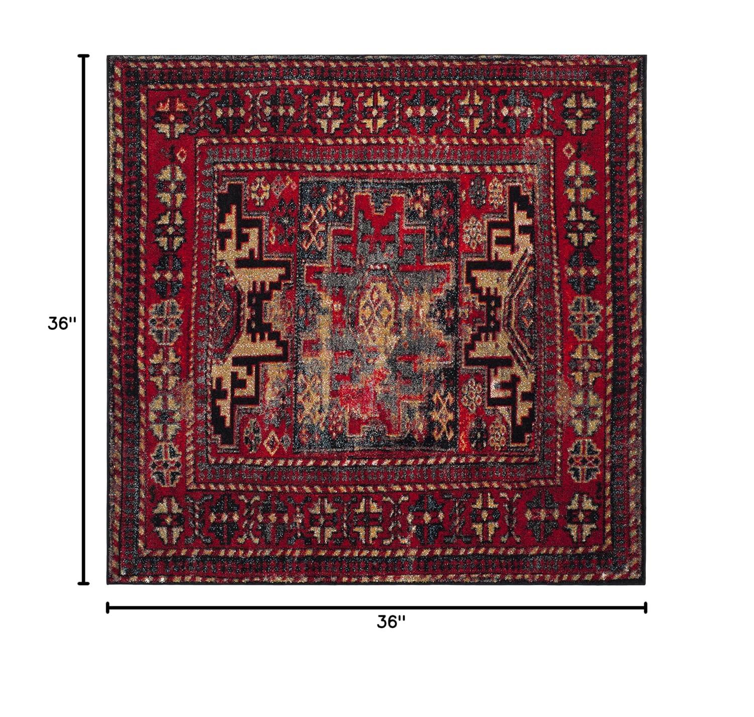 Vintage Hamadan VTH213 Power Loomed Indoor Accent Rug - Red/Multi - 3'x3' - Safavieh
