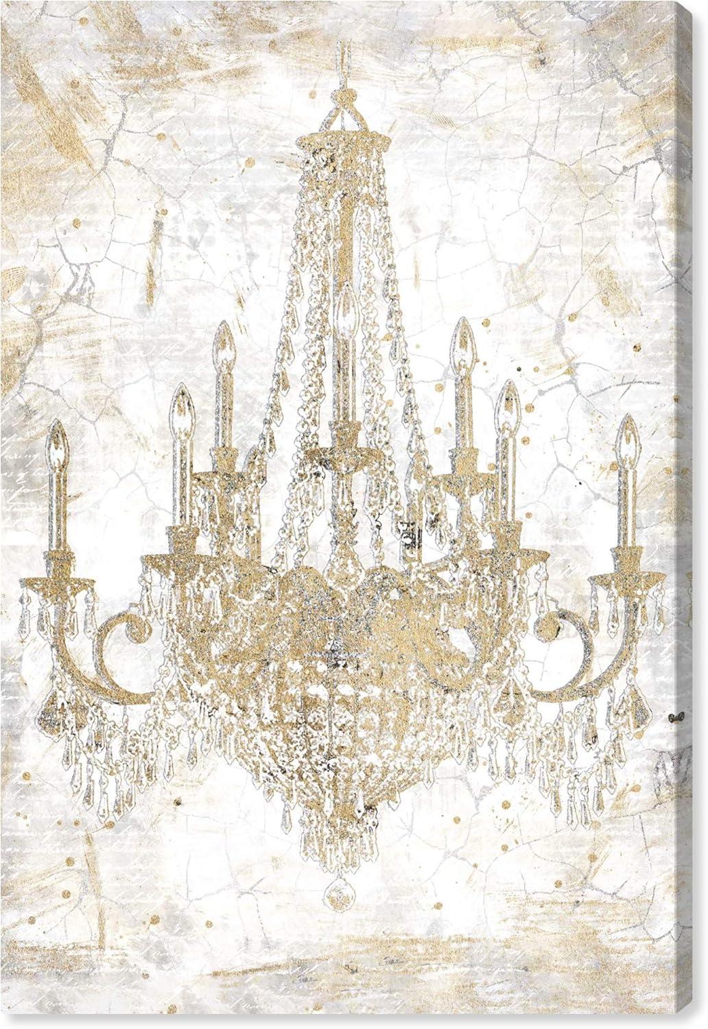 Oliver Gal Prints Fashion And Glam " Fashion And Glam White And Gold Chandelier " by Oliver Gal