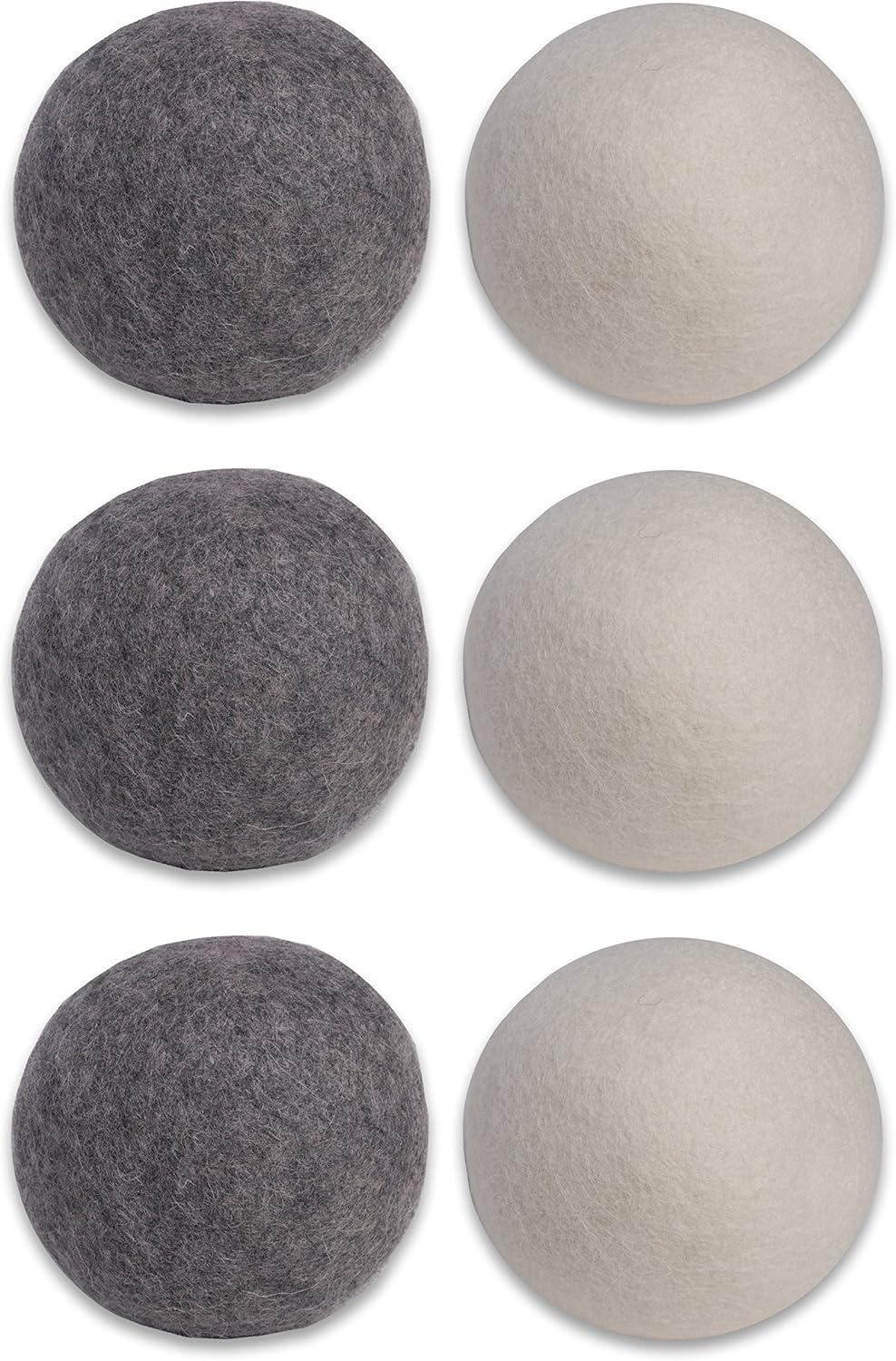 Organic Wool Dryer Balls Set in Gray and White - 6 Pieces