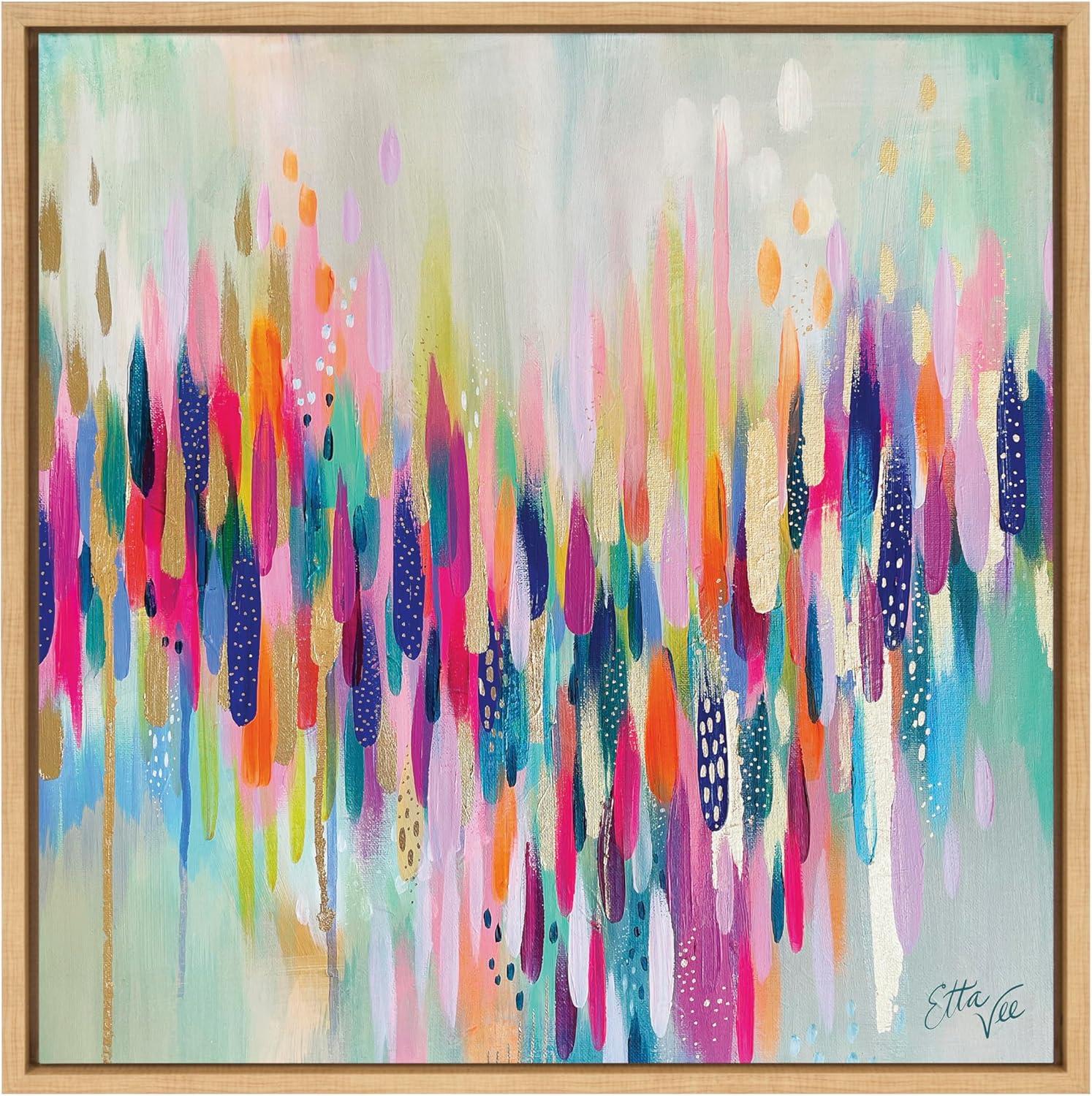 Kate & Laurel All Things Decor 22"x22" Sylvie Brushstroke 154 Framed Wall Art by EttaVee Natural Wall Art: Vibrant Gallery-Wrapped Canvas